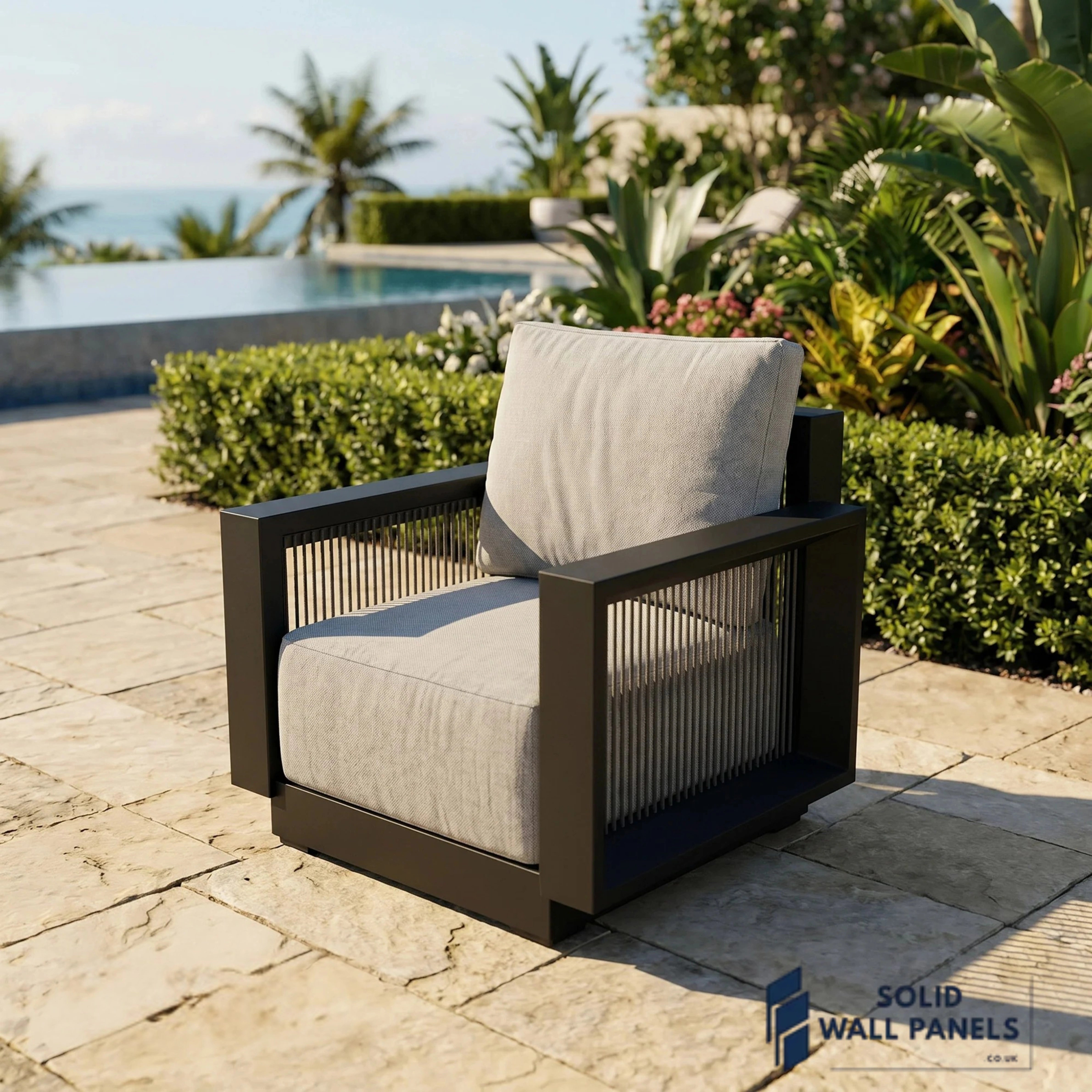 Ikos 5-Seater Lounge Set – Onyx Architectural Aluminium Garden Sofa Set with Table