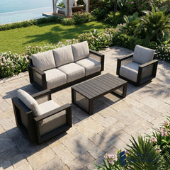 Ikos 5-Seater Lounge Set – Onyx Architectural Aluminium Garden Sofa Set with Table