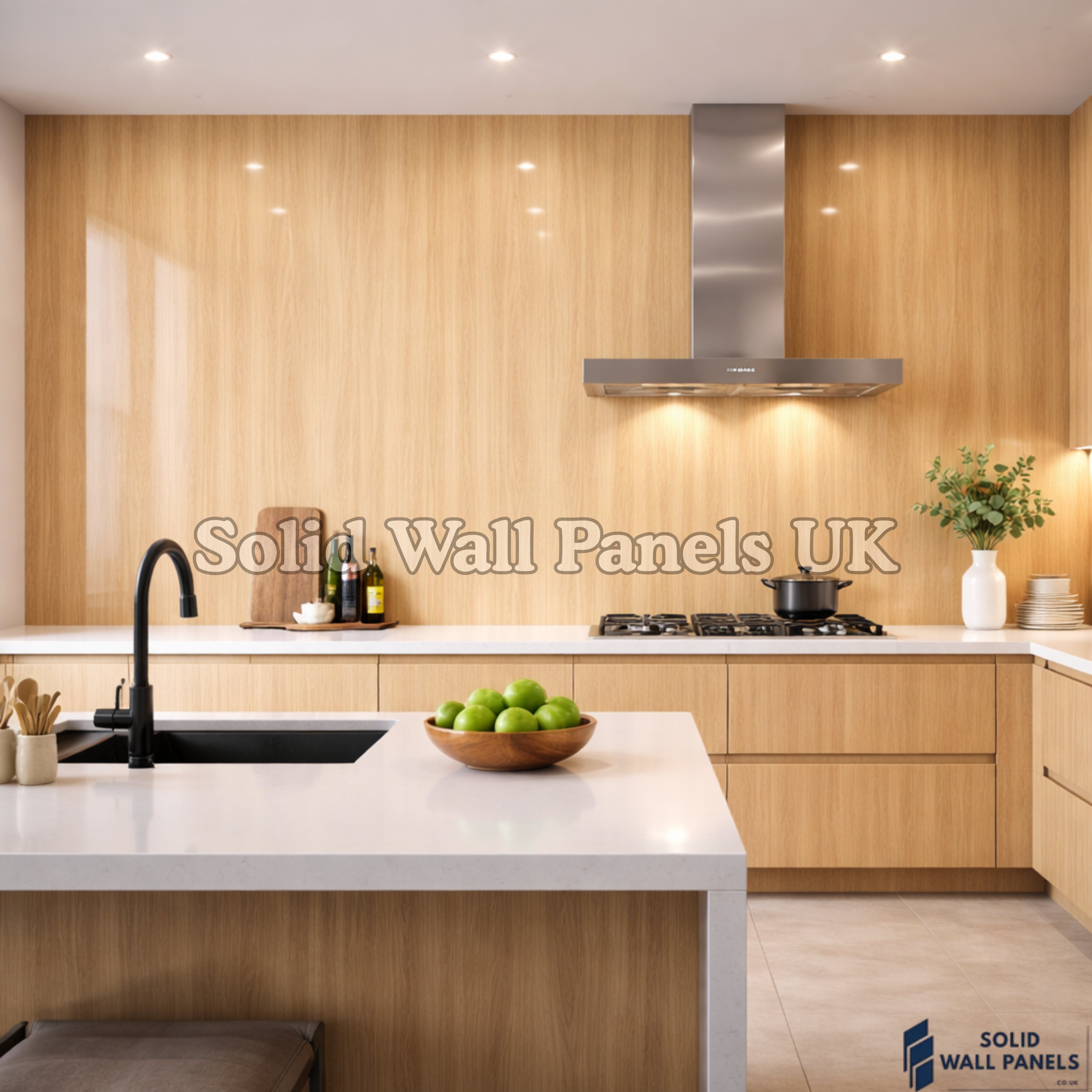 Kitchen & Bathroom PVC Wall Panels – Dark Oak (60 × 240 cm) | Solid Wall Panels UK