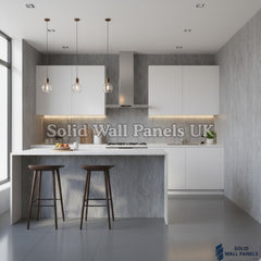 Kitchen & Bathroom PVC Wall Panels – Mix Grey Stone Effect (60 × 240 cm) | Solid Wall Panels UK