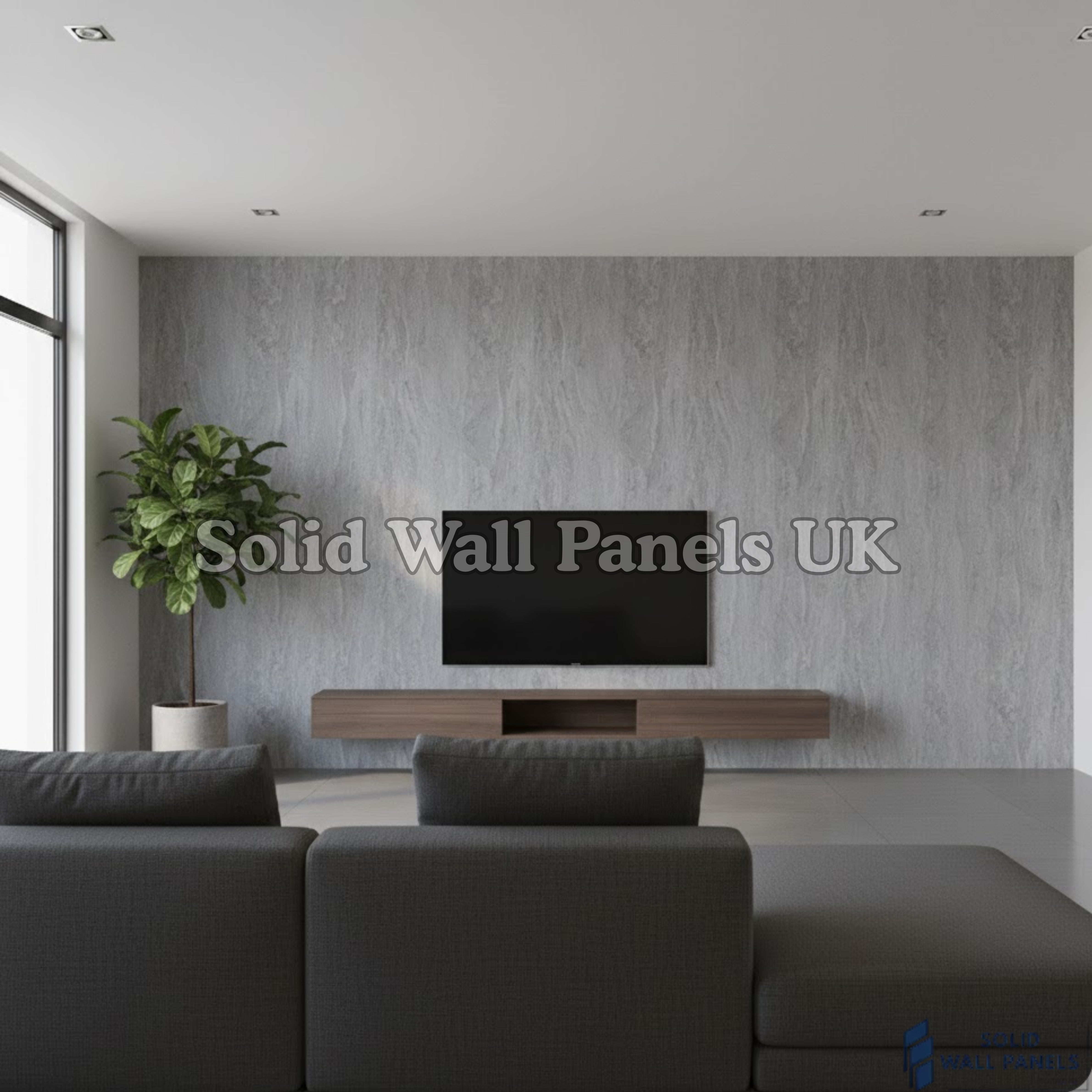 Kitchen & Bathroom PVC Wall Panels – Mix Grey Stone Effect (60 × 240 cm) | Solid Wall Panels UK