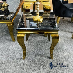 Sofia Black & Gold Marble Lamp Table – 50cm Luxury Side Table