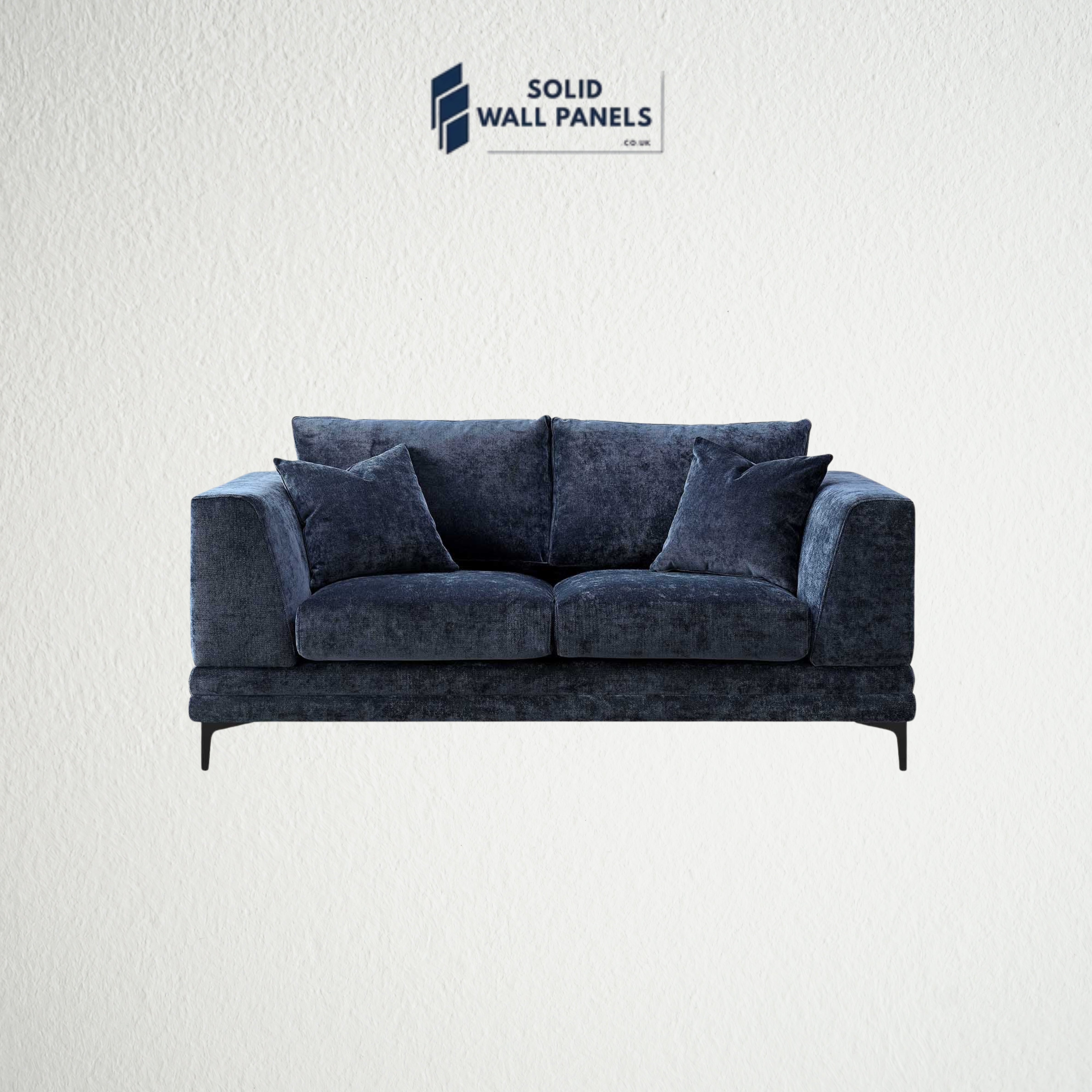 Lenox Sofa – Aegean Blue Velvet | 3 Seater & 2 Seater | Mid-Century Modern Design