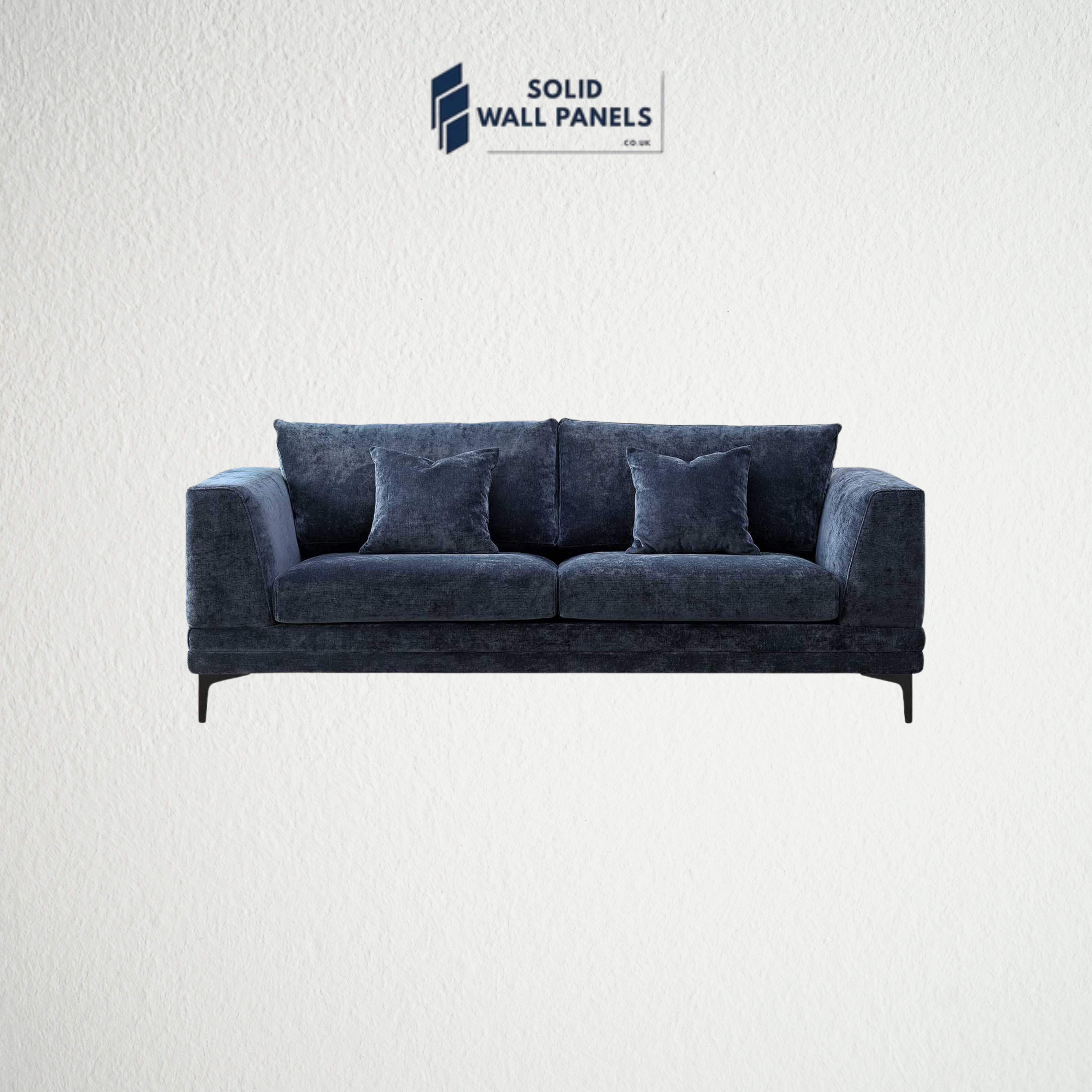 Lenox Sofa – Aegean Blue Velvet | 3 Seater & 2 Seater | Mid-Century Modern Design