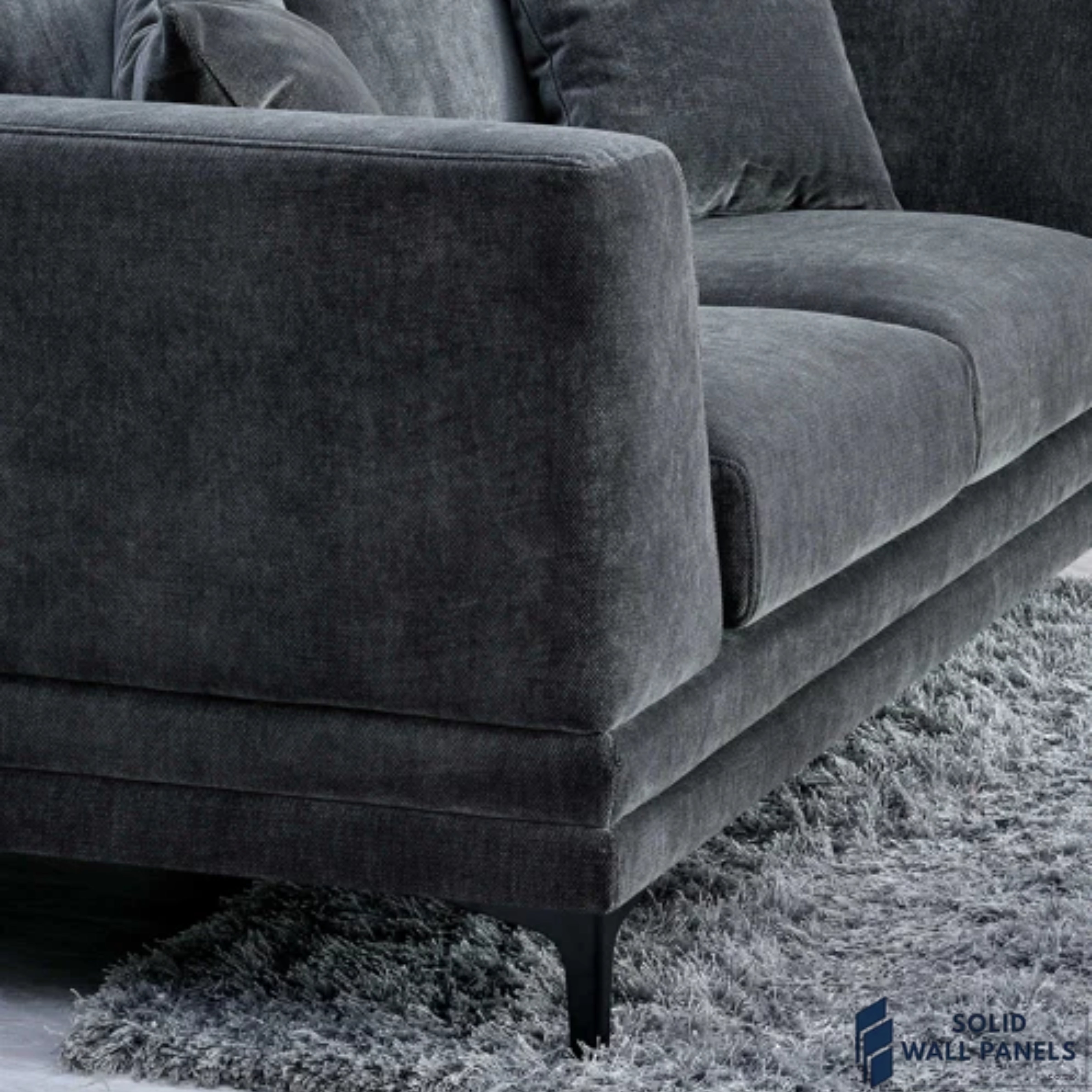 Lenox Sofa – Steel Grey Velvet | 3 Seater & 2 Seater | Mid-Century Modern Design