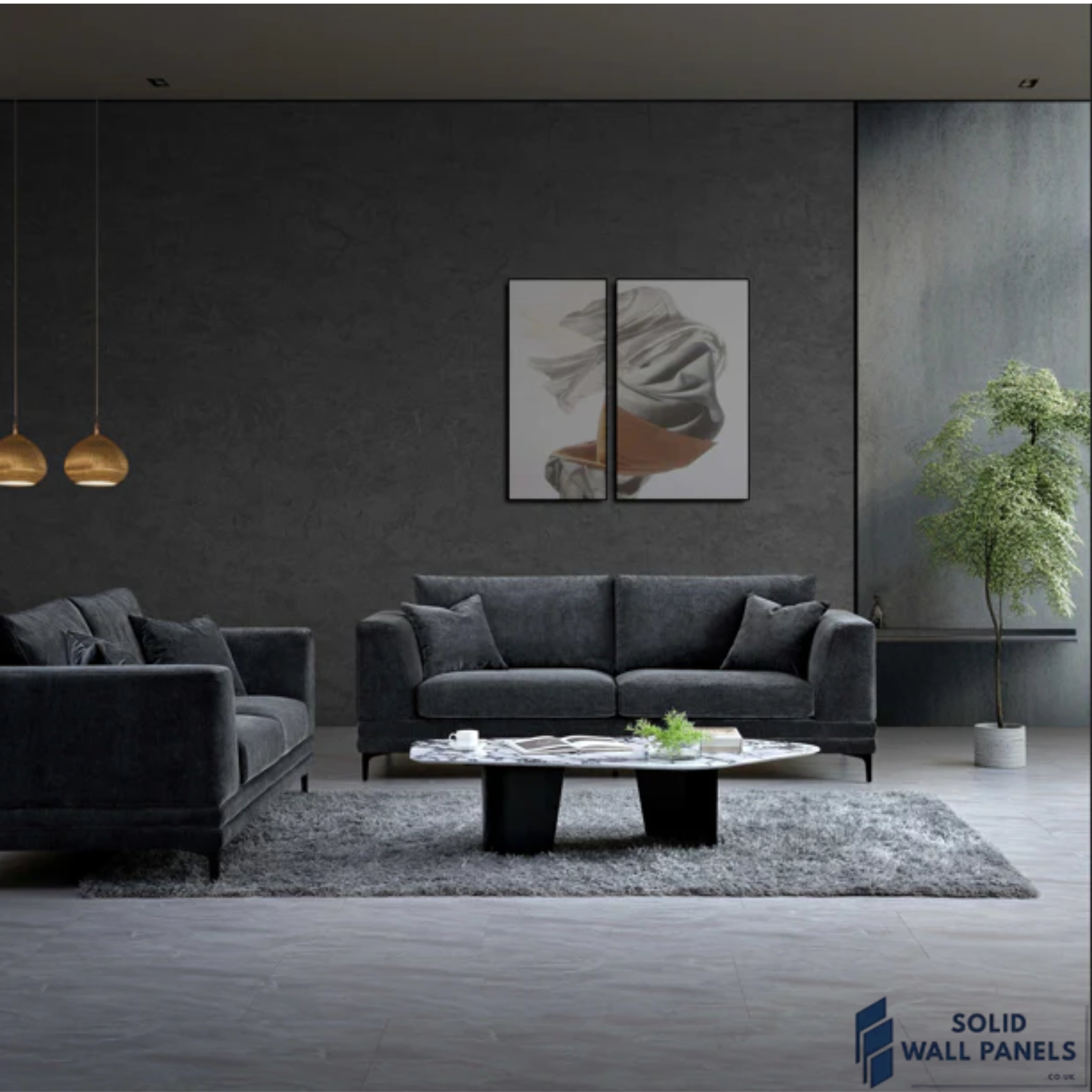 Lenox Sofa – Steel Grey Velvet | 3 Seater & 2 Seater | Mid-Century Modern Design