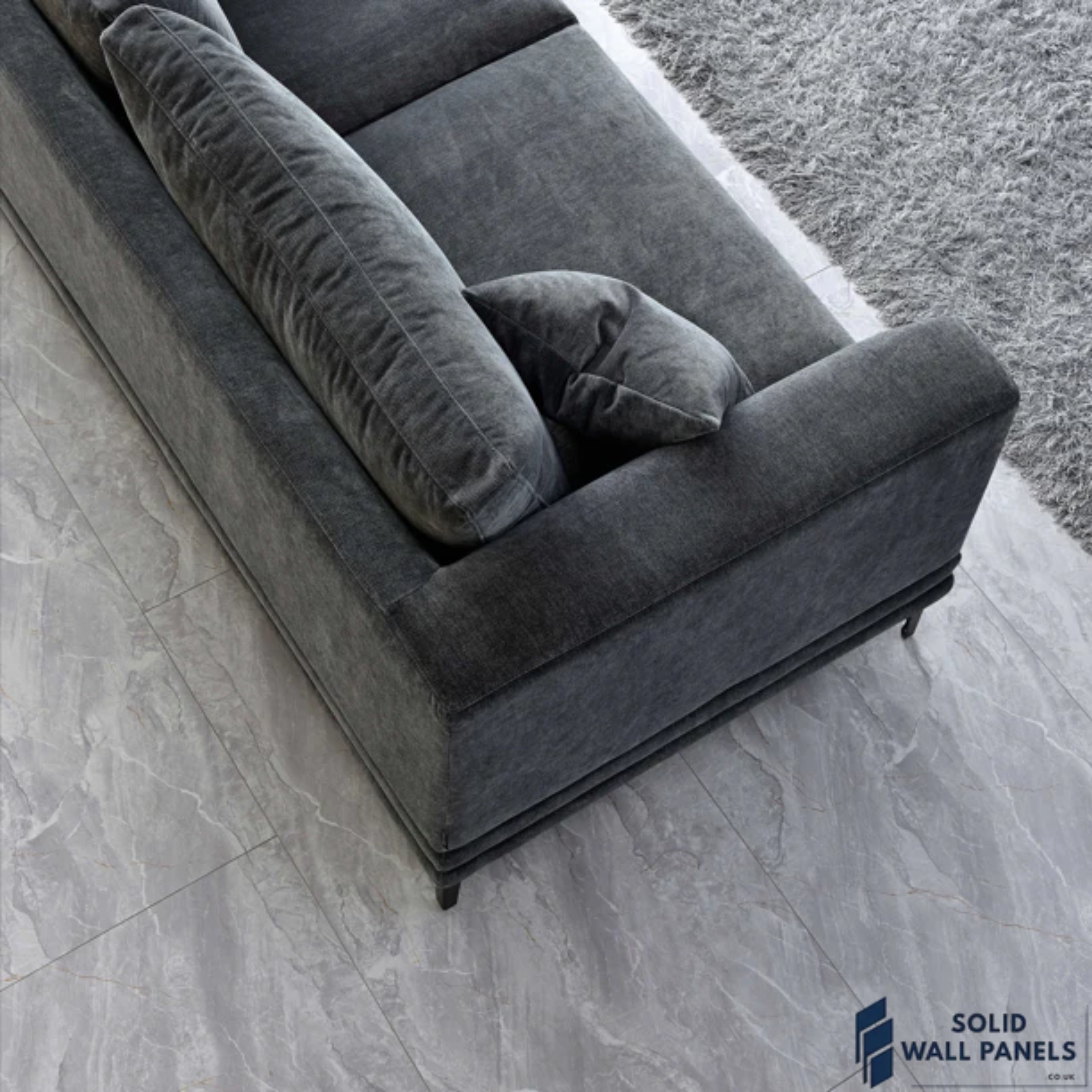 Lenox Sofa – Steel Grey Velvet | 3 Seater & 2 Seater | Mid-Century Modern Design