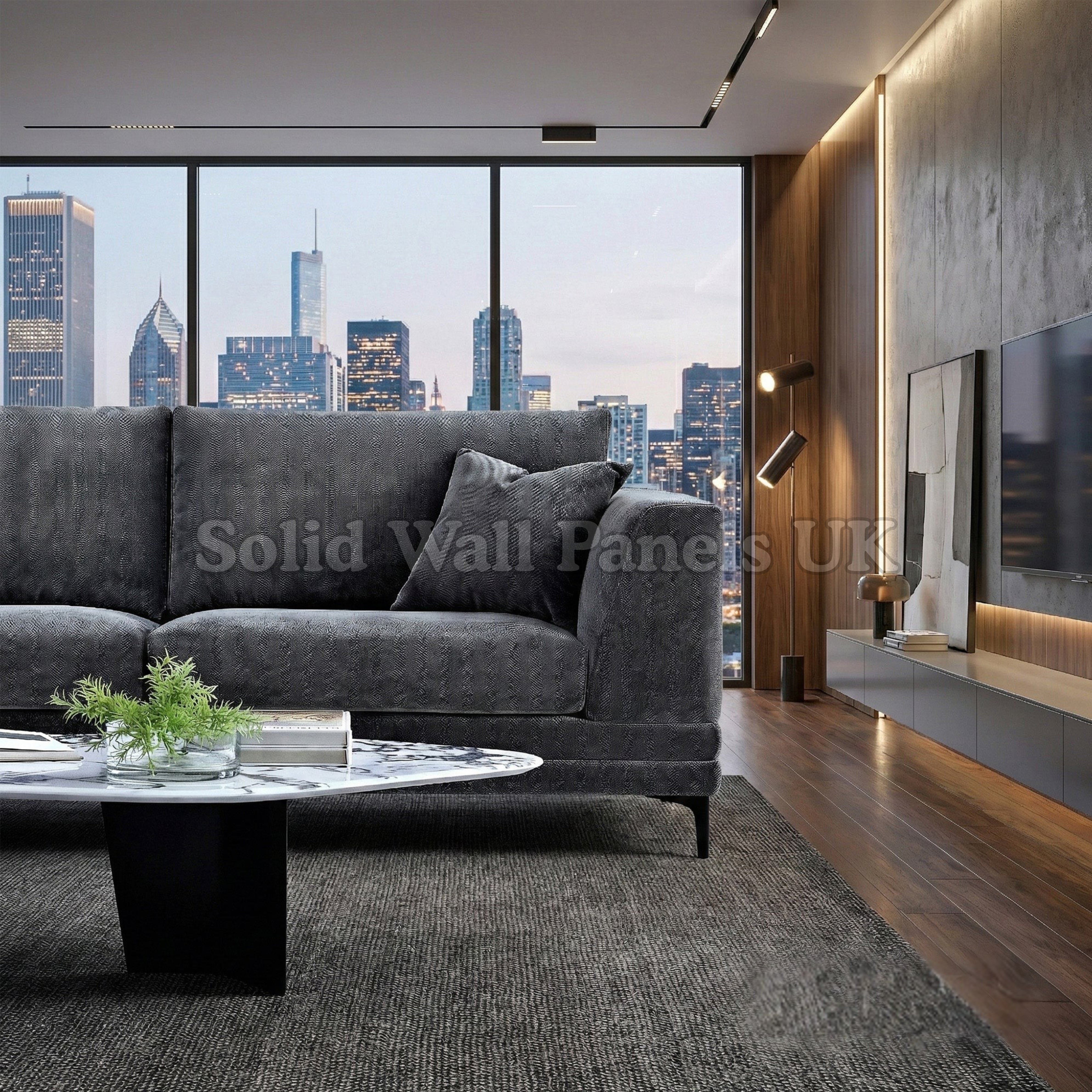 Lenox Sofa – Steel Grey Velvet 3 Seater & 2 Seater Sofa Set | Mid Century Modern Design