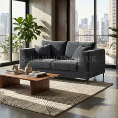 Lenox Sofa – Steel Grey Velvet 3 Seater & 2 Seater Sofa Set | Mid Century Modern Design