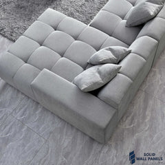 Leonard Right Hand Corner Sofa Range – Light Grey Boucle Fabric | Modern Modular Design