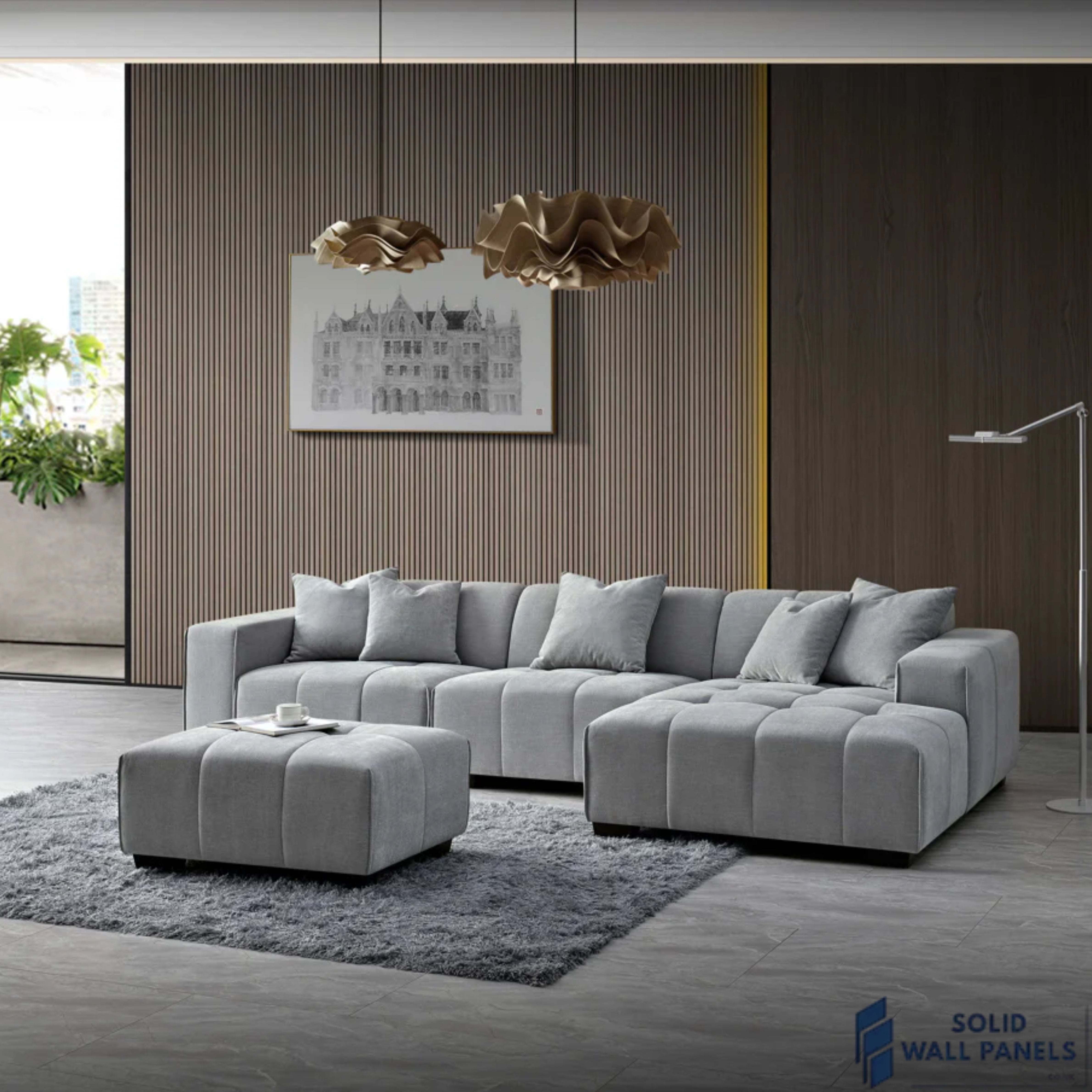 Leonard Right Hand Corner Sofa Range – Light Grey Boucle Fabric | Modern Modular Design