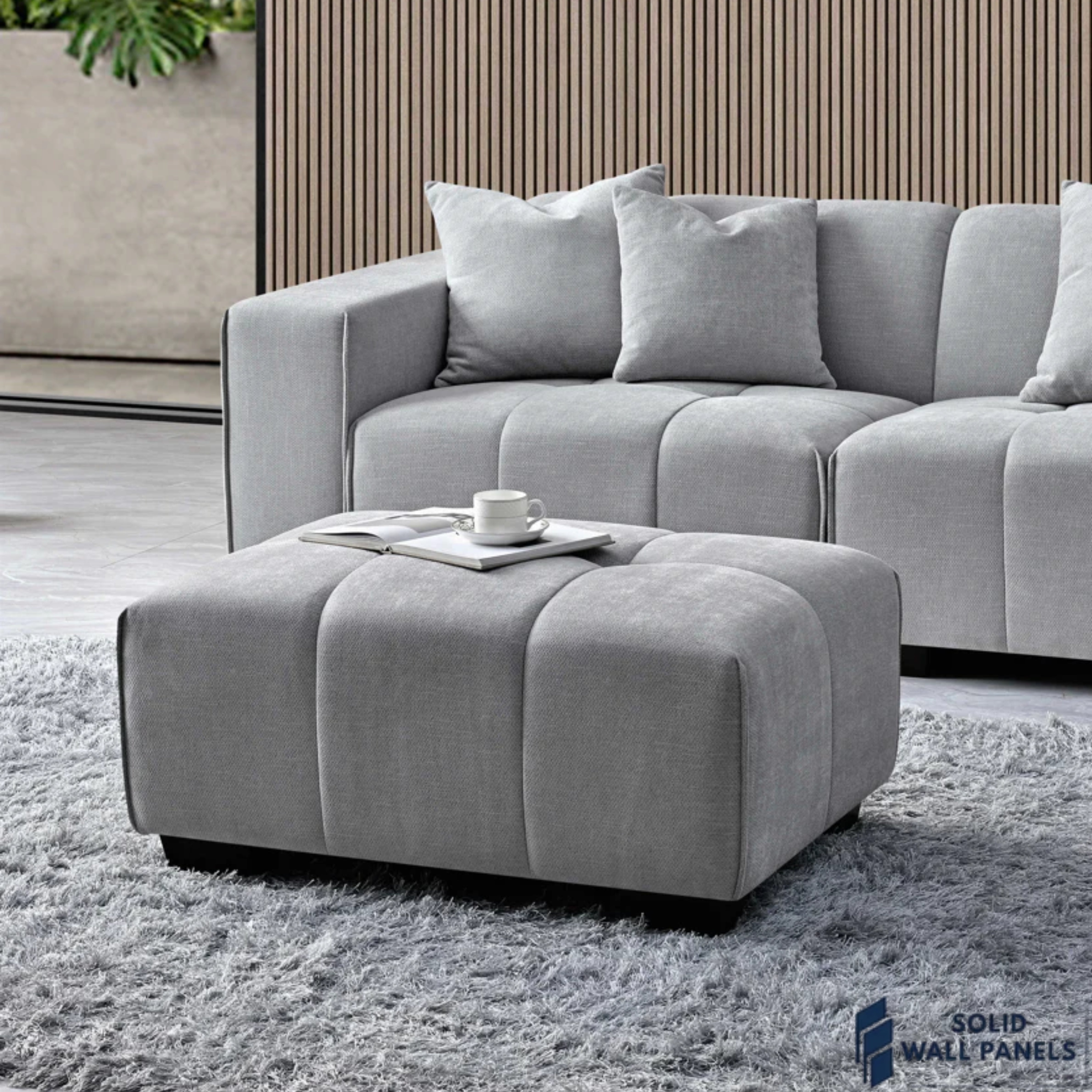 Leonard Right Hand Corner Sofa Range – Light Grey Boucle Fabric | Modern Modular Design