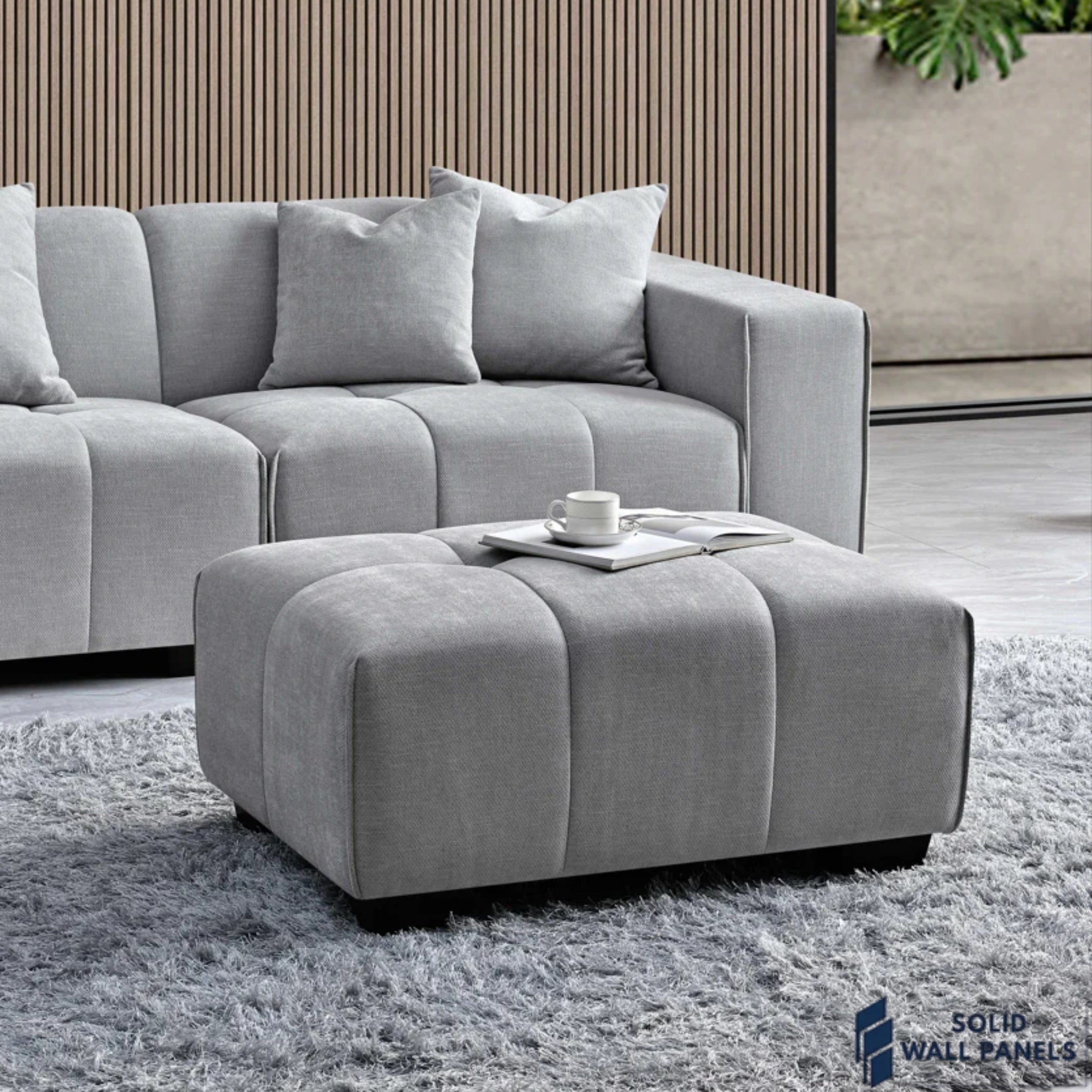 Leonard Left Hand Corner Sofa – Cloudy Grey Boucle Fabric | Modular Premium Design