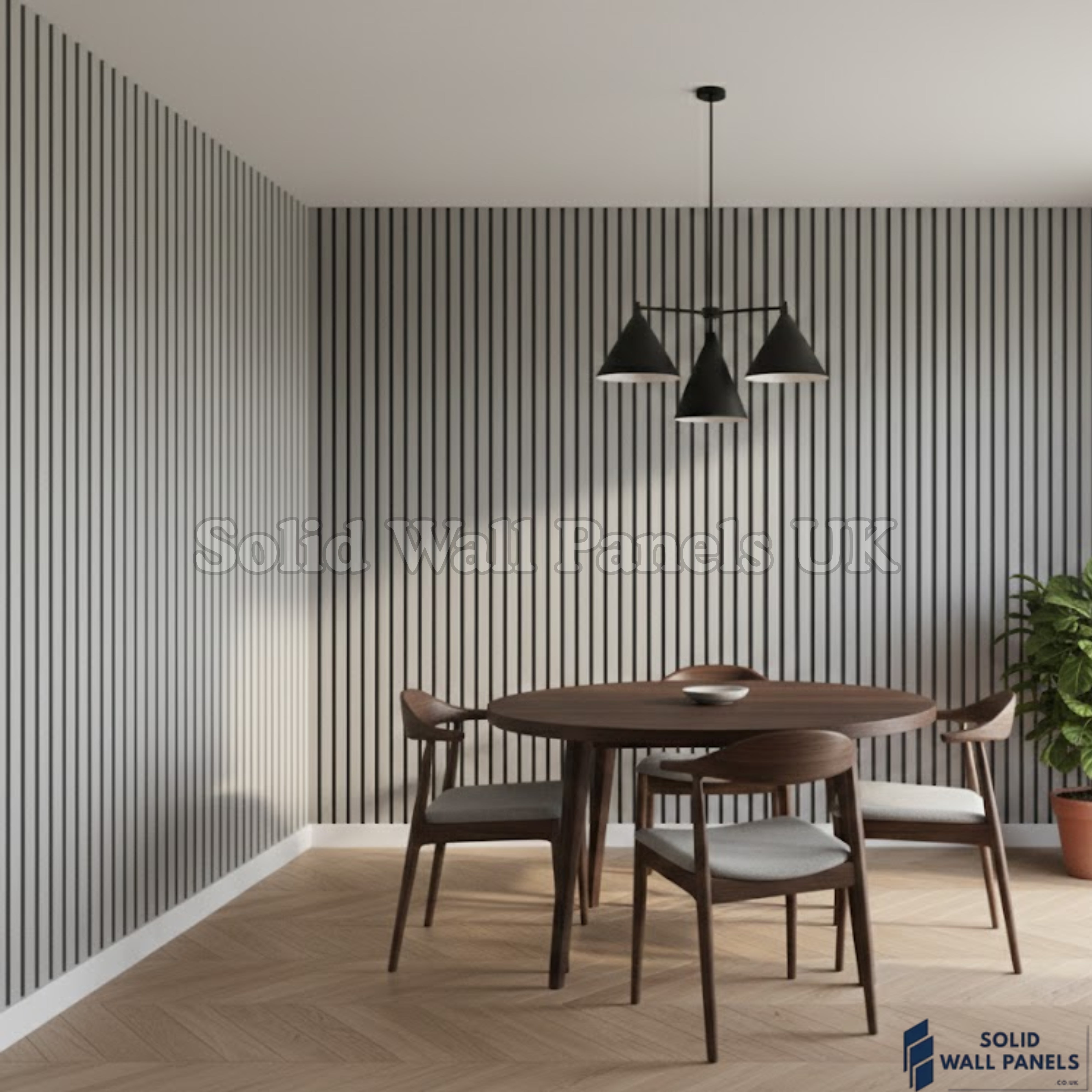Light Grey Slatted PVC Interior Wall Panels – Decorative Wood Effect Panelling 240cm (8 Panels per Pack)