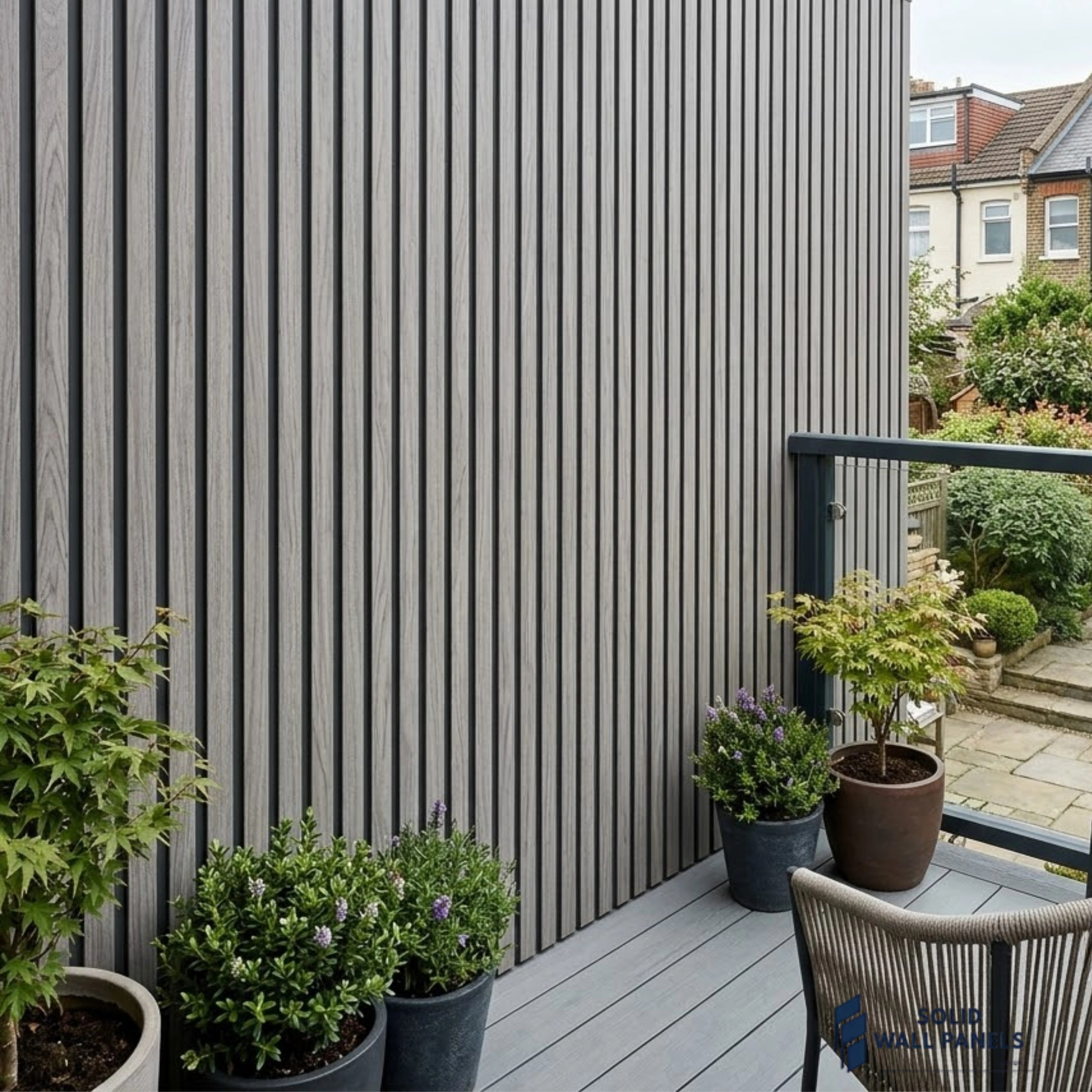 Light Grey Wood Effect PVC Outdoor Wall Panels | 240cm x 30cm (8 Panels per pack)