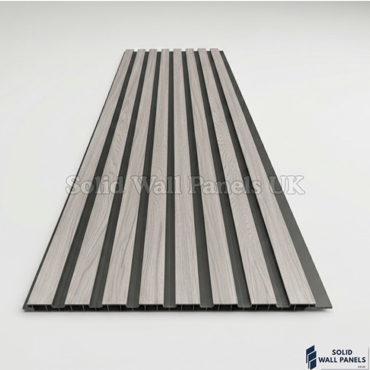 Light Grey Wood Effect PVC Outdoor Wall Panels | 240cm x 30cm (8 Panels per pack)