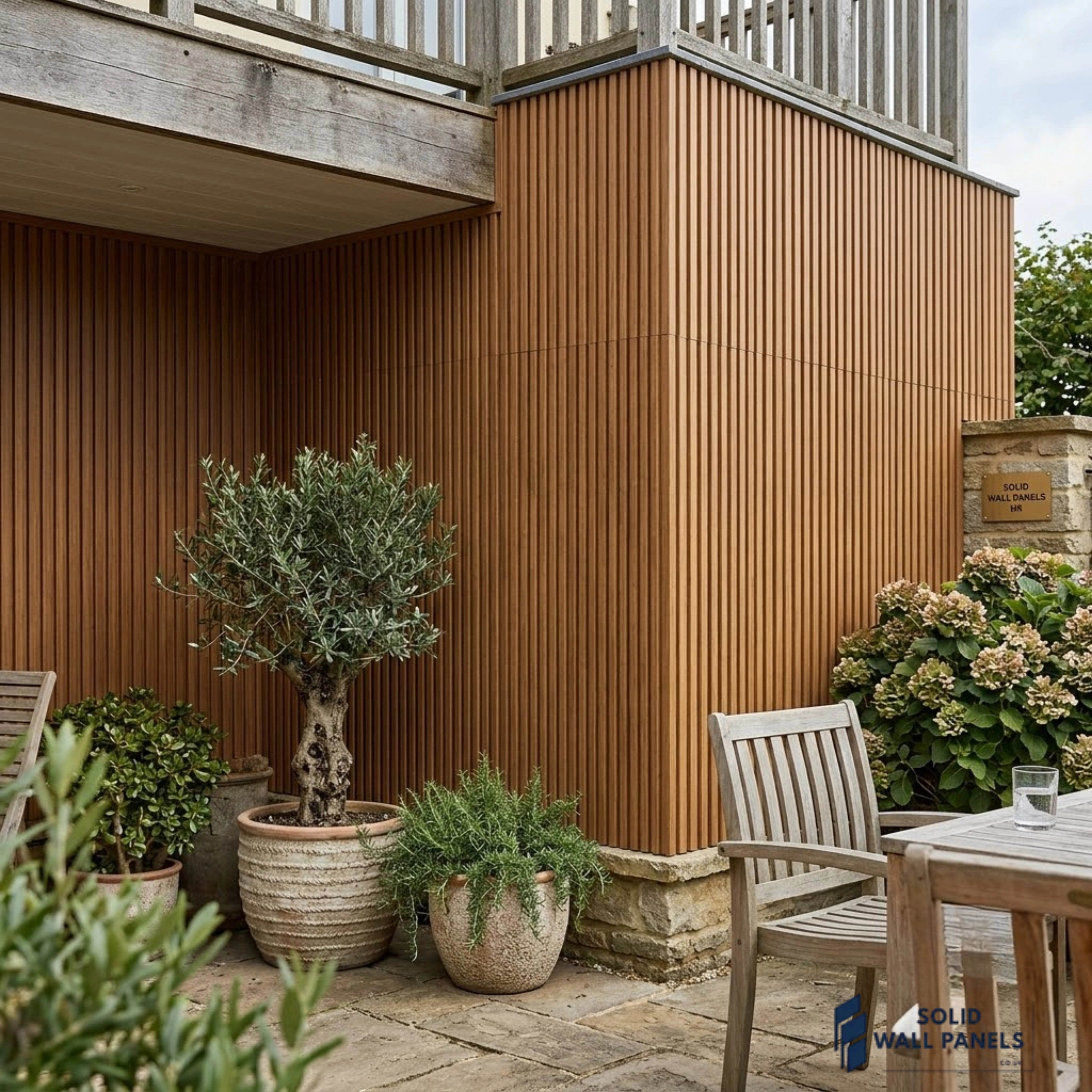 Light Oak Seamless PVC Outdoor Wall Panels UK | Waterproof Exterior Panels
