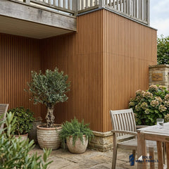 Light Oak Seamless PVC Outdoor Wall Panels UK | Waterproof Exterior Panels