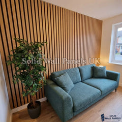 Light Oak Wood Effect WPC Slatted Wall Panels – Waterproof Indoor & Outdoor Cladding | Solid Wall Panels