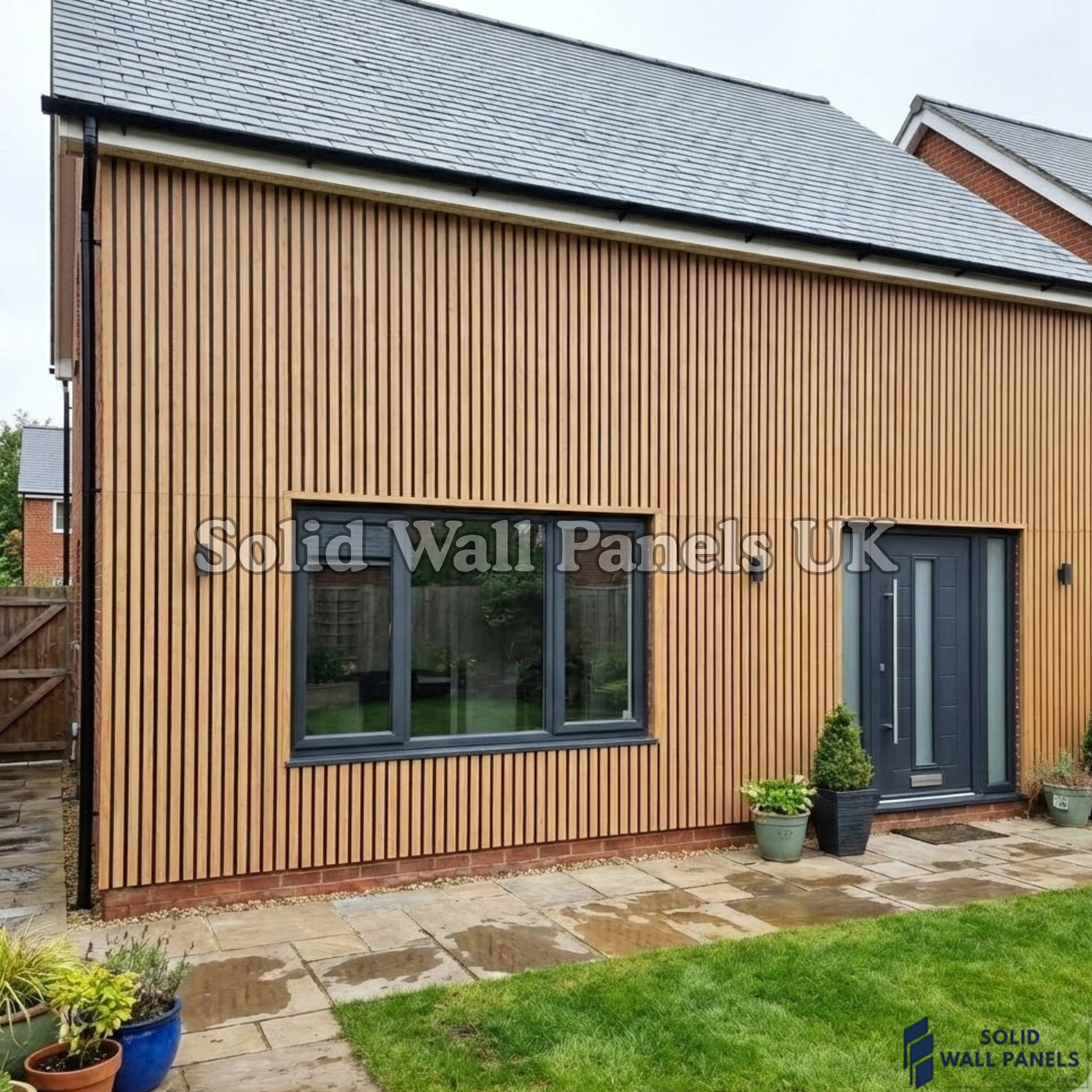 Light Oak Wood Effect WPC Slatted Wall Panels – Waterproof Indoor & Outdoor Cladding | Solid Wall Panels