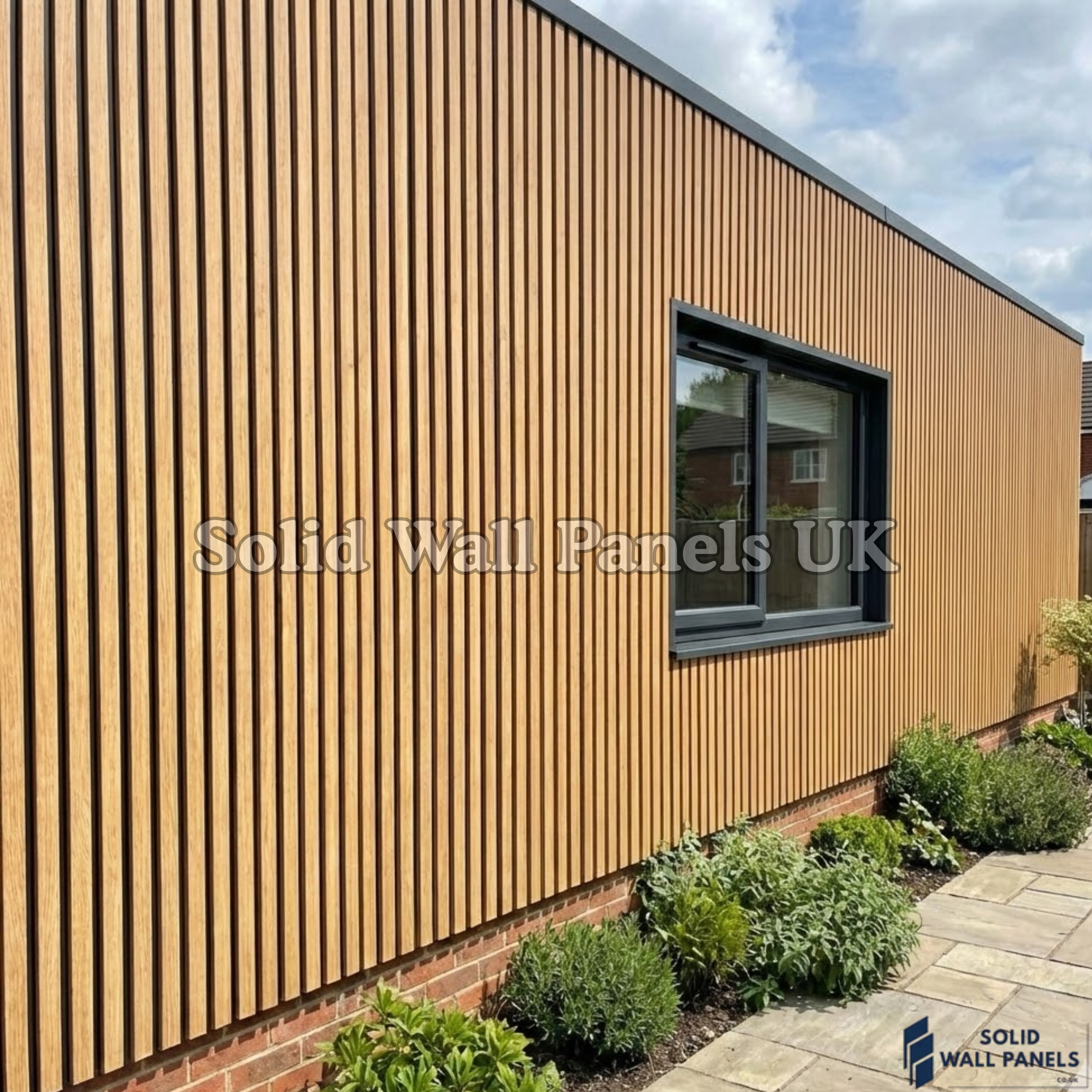 Light Oak Wood Effect WPC Slatted Wall Panels – Waterproof Indoor & Outdoor Cladding | Solid Wall Panels