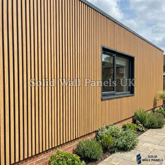Light Oak Wood Effect WPC Slatted Wall Panels – Waterproof Indoor & Outdoor Cladding | Solid Wall Panels