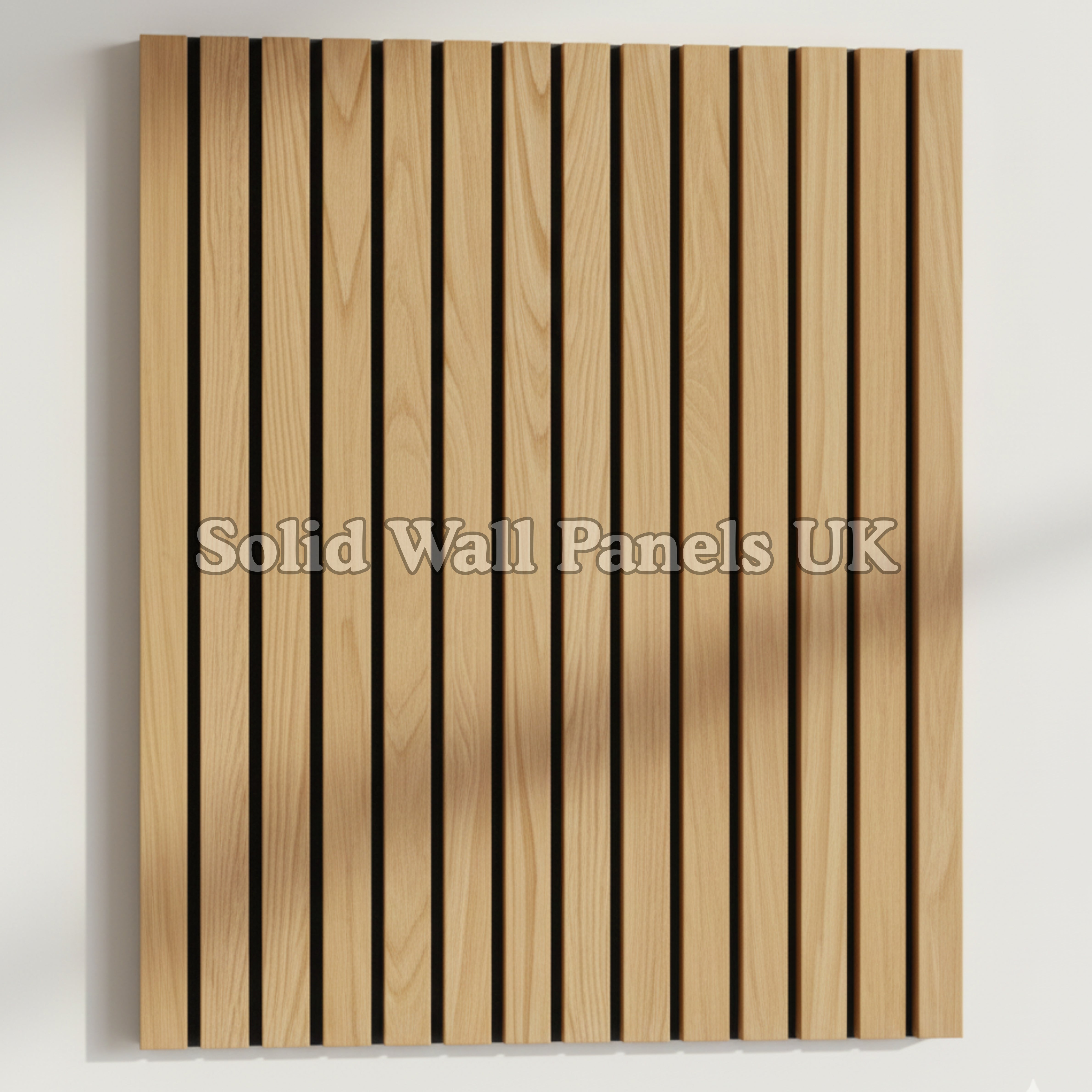 Square Acoustic Wood Wall Panels – Light Oak (60×60 cm, Set of 12) | Solid Wall Panels UK