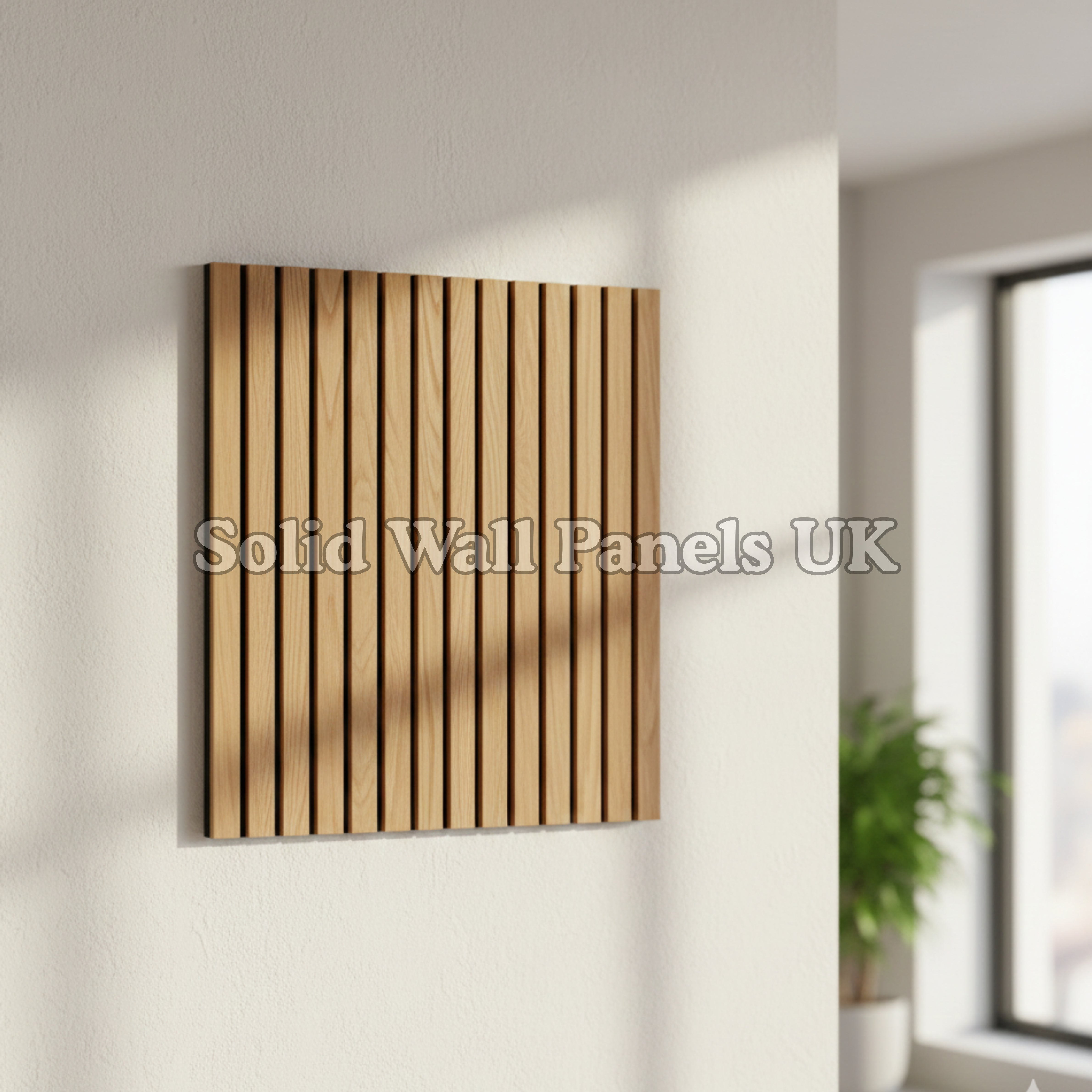 Square Acoustic Wood Wall Panels – Light Oak (60×60 cm, Set of 12) | Solid Wall Panels UK