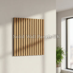 Square Acoustic Wood Wall Panels – Light Oak (60×60 cm, Set of 12) | Solid Wall Panels UK