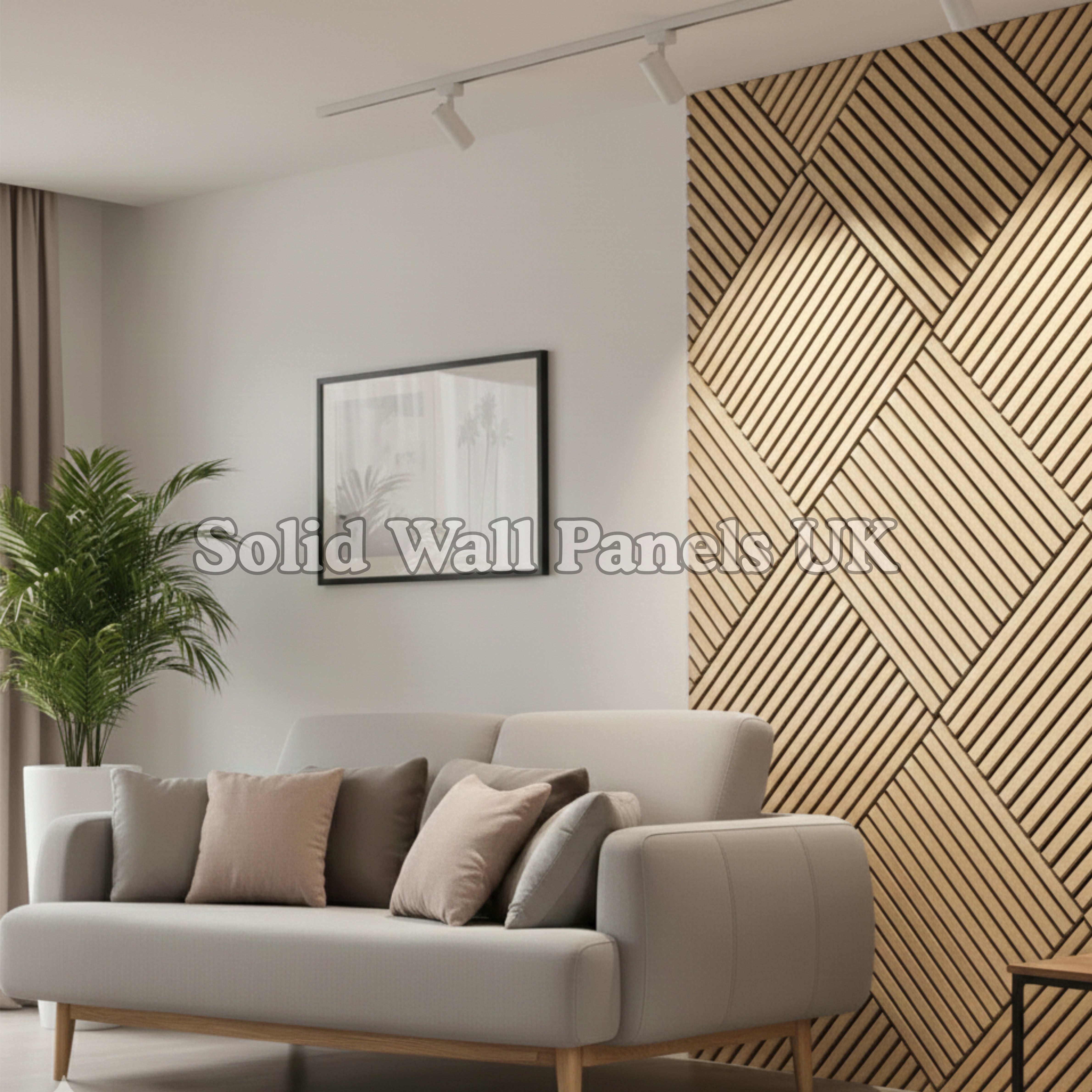 Square Acoustic Wood Wall Panels – Light Oak (60×60 cm, Set of 12) | Solid Wall Panels UK