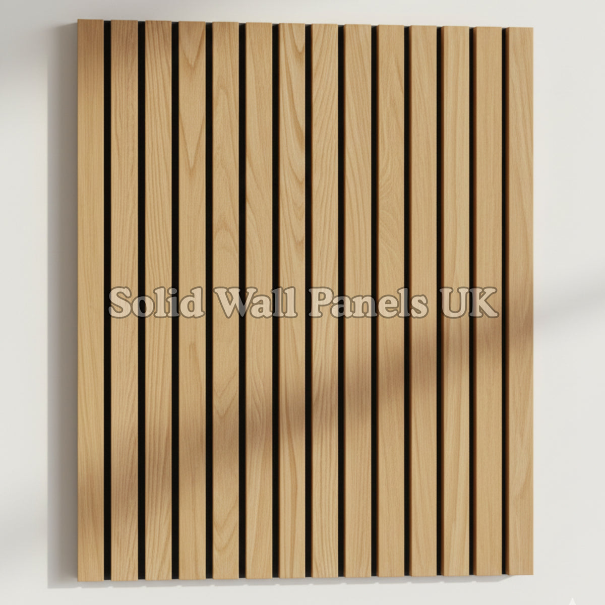 Square Acoustic Wood Wall Panels – Light Oak (60×60 cm, Set of 12) | Solid Wall Panels UK