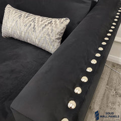 Lincoln Crushed Velvet 3 & 2 Seater Sofa With Scatter Back Cushions – Ebony Black