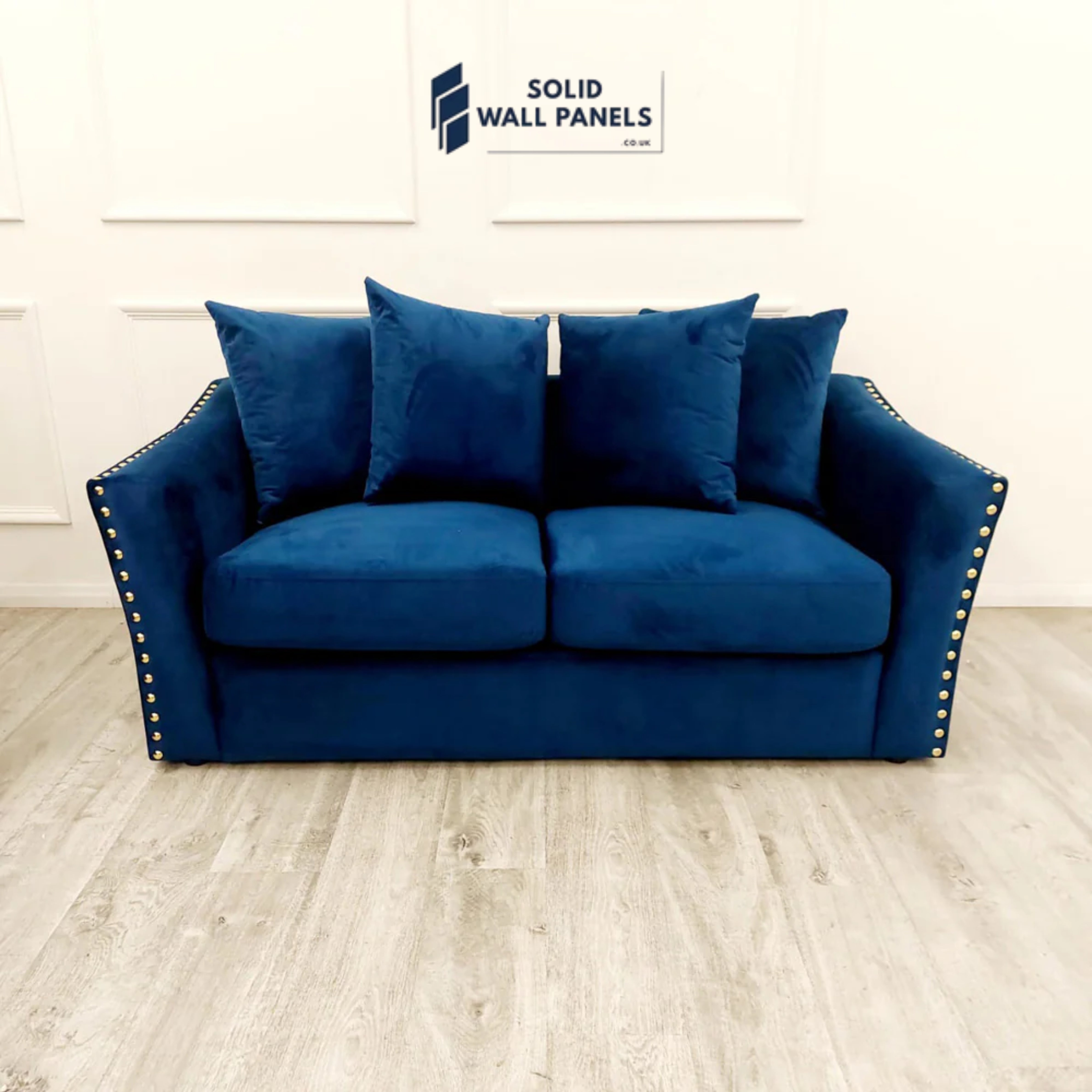 Lincoln Crushed Velvet 3 & 2 Seater Sofa – Marine Blue | Scatter Back Cushions