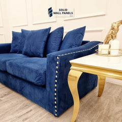 Lincoln Crushed Velvet 3 & 2 Seater Sofa – Marine Blue | Scatter Back Cushions