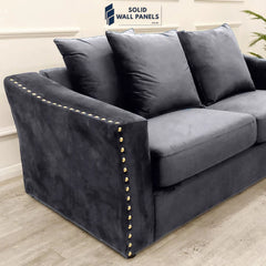 Lincoln Crushed Velvet 3 & 2 Seater Sofa With Scatter Back Cushions – Pebble Grey