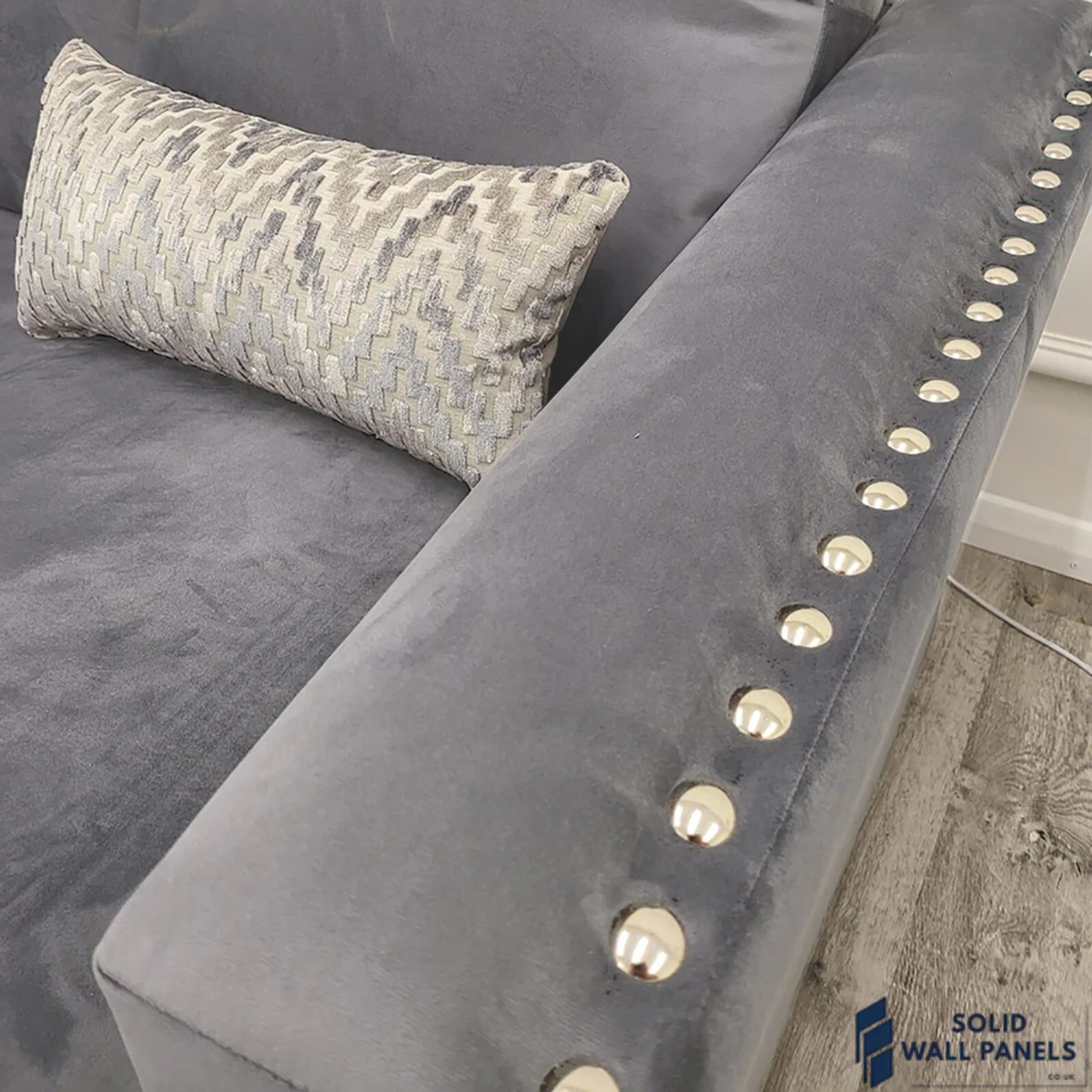 Lincoln Crushed Velvet 3 & 2 Seater Sofa With Scatter Back Cushions – Steel Grey