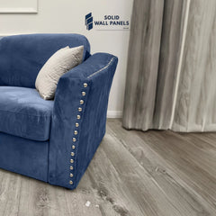 Lincoln Velvet 4 Seater Corner Sofa – Plush Marine Blue | Chrome Stud Detail