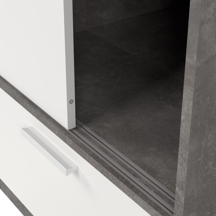 Line White & Concrete Sliding Door Wardrobe - Exclusive Interior