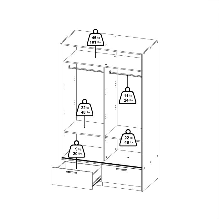 Line Wardrobes with 2 Sliding Door 