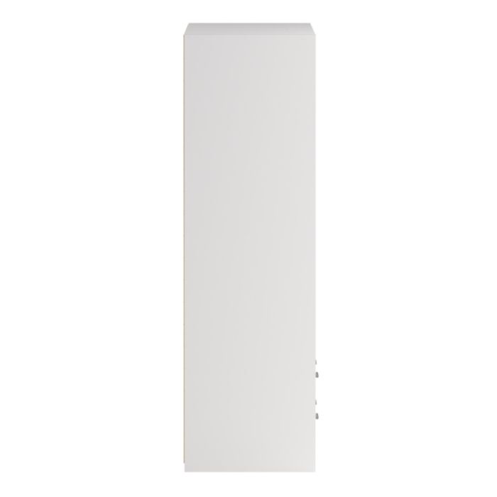 Side View of Line White Wardrobe with 3 Doors 6 Drawers