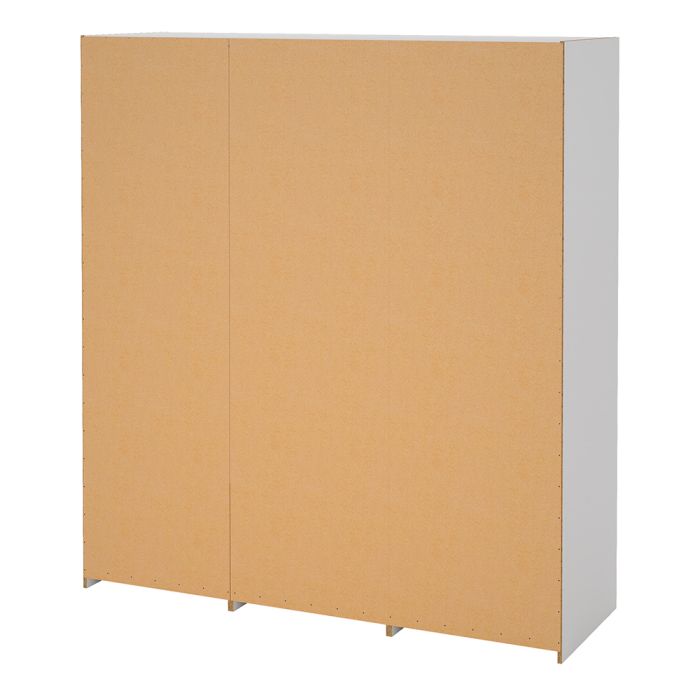 Backside View of Line White Wardrobe with 3 Doors 6 Drawers