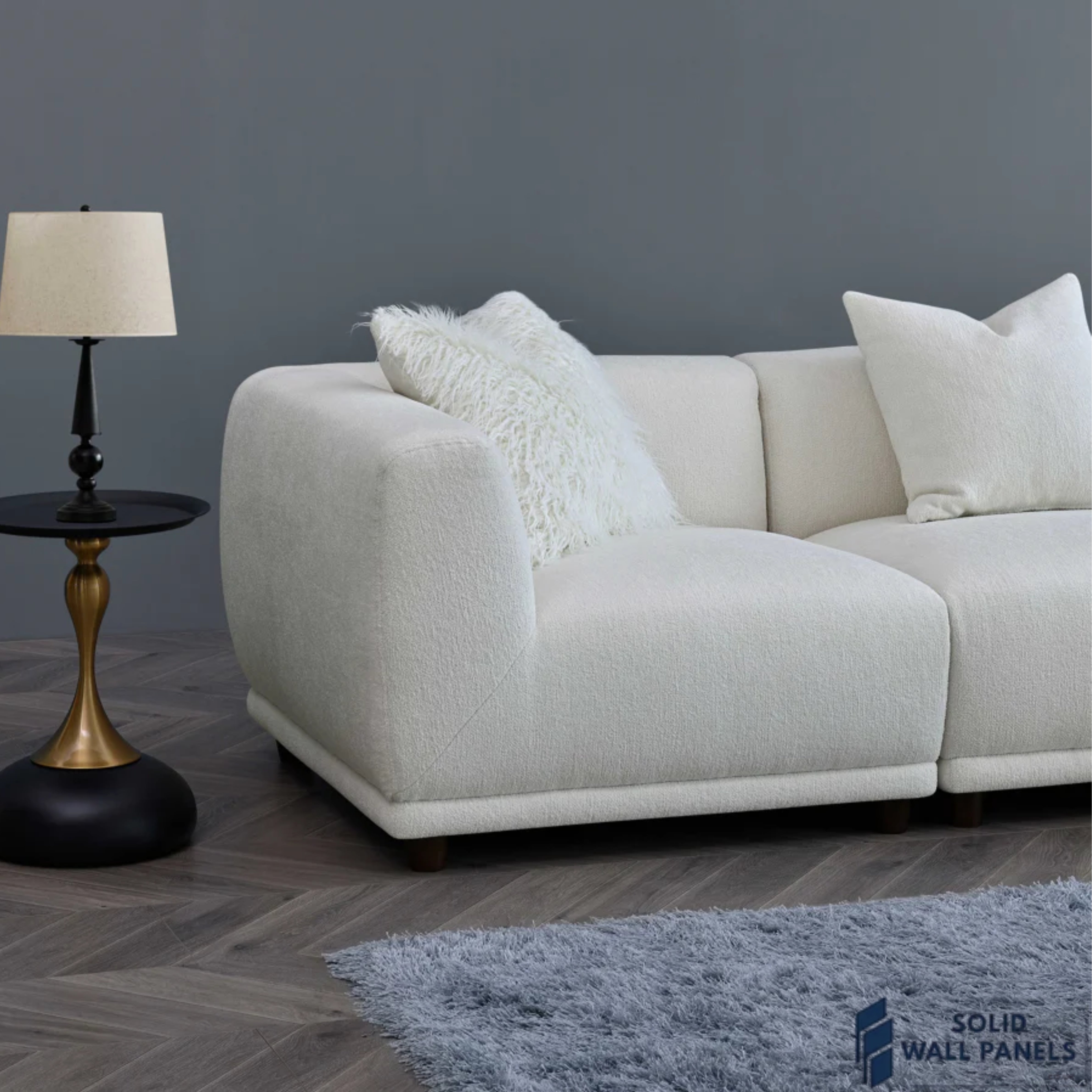 Lottie Modular Corner Sofa – Polar Boucle Fabric | 5-Seater Modular Design | Versatile, Luxury Comfort