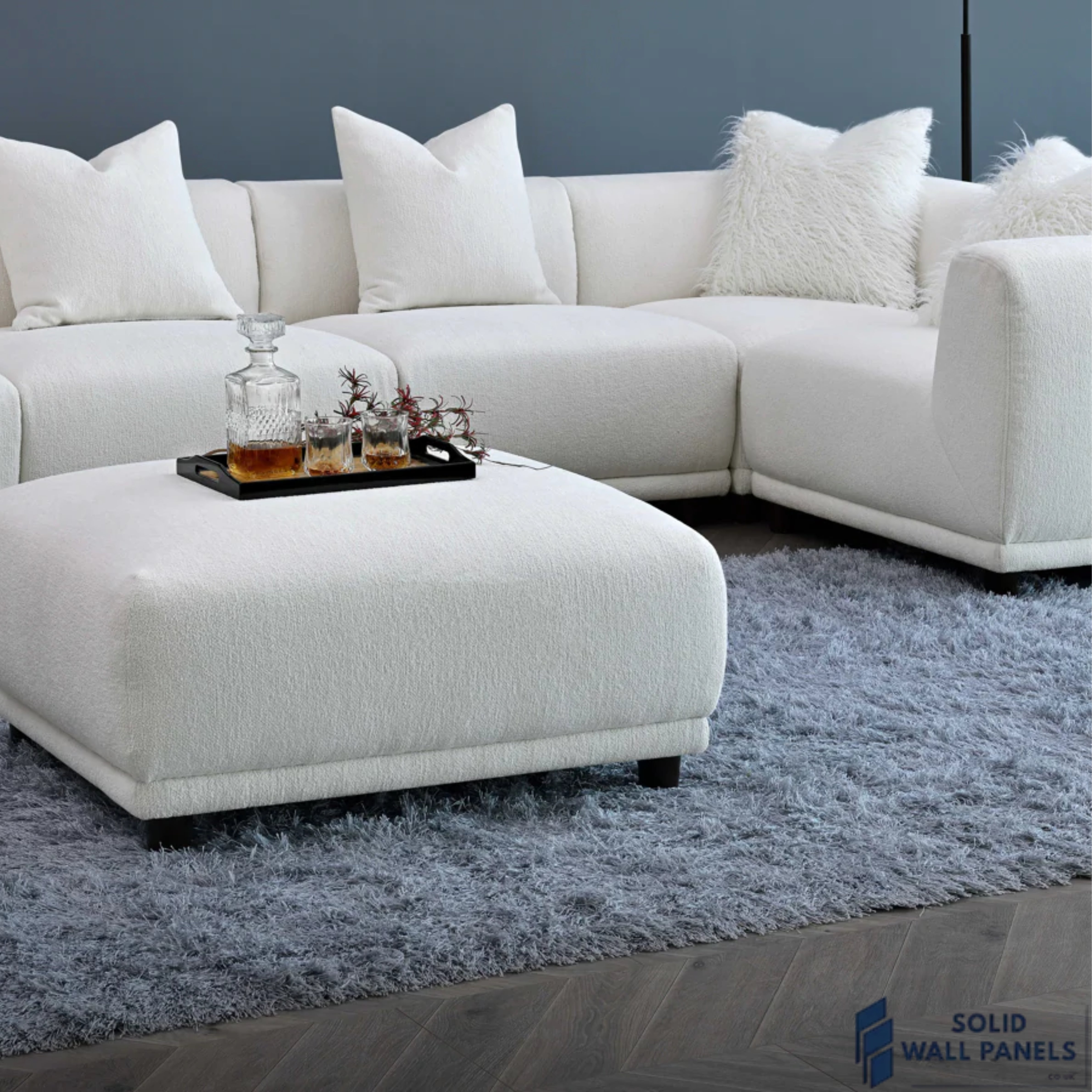 Lottie Modular Corner Sofa – Polar Boucle Fabric | 5-Seater Modular Design | Versatile, Luxury Comfort