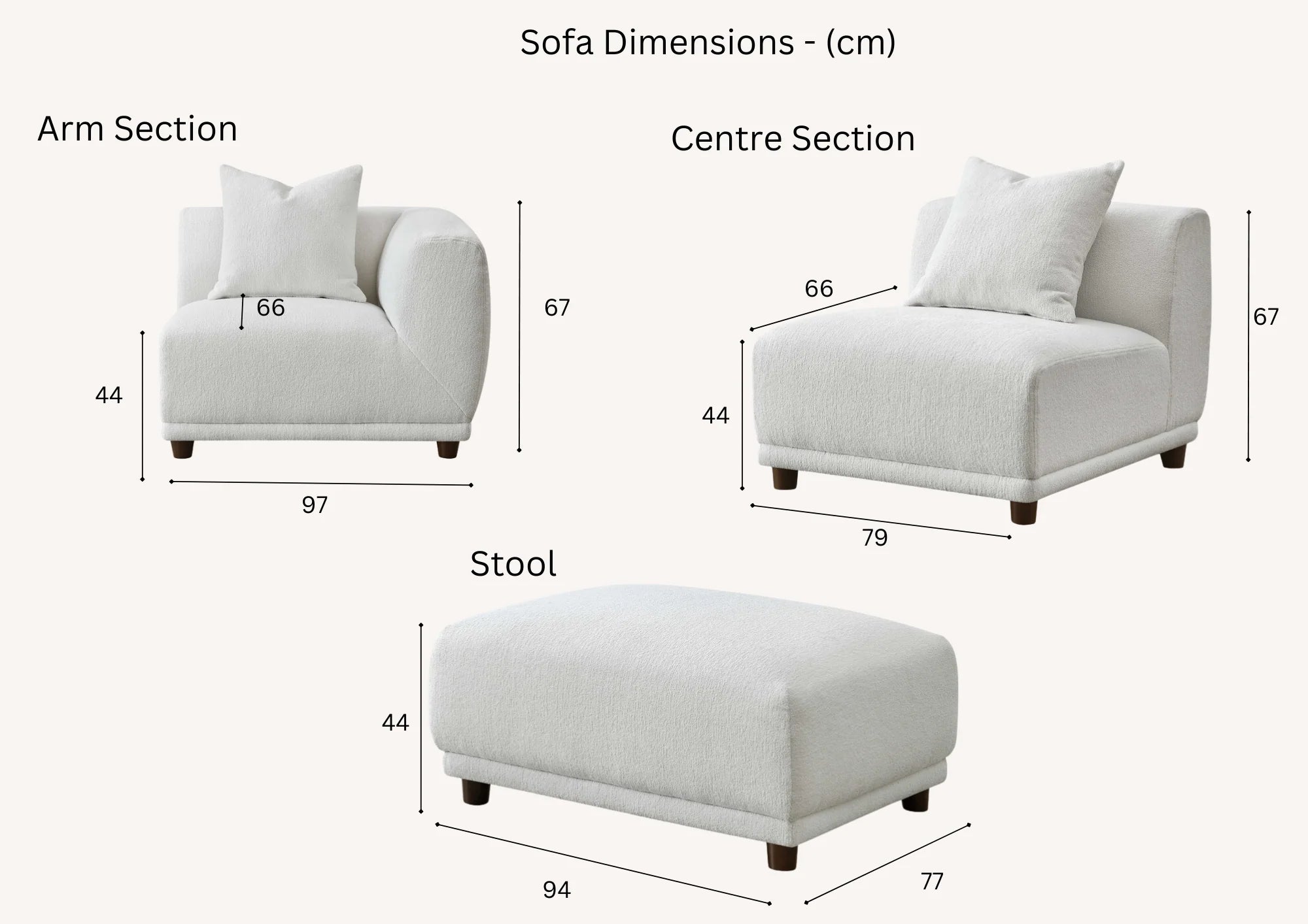 Lottie Modular Corner Sofa – Polar Boucle Fabric | 5-Seater Modular Design | Versatile, Luxury Comfort