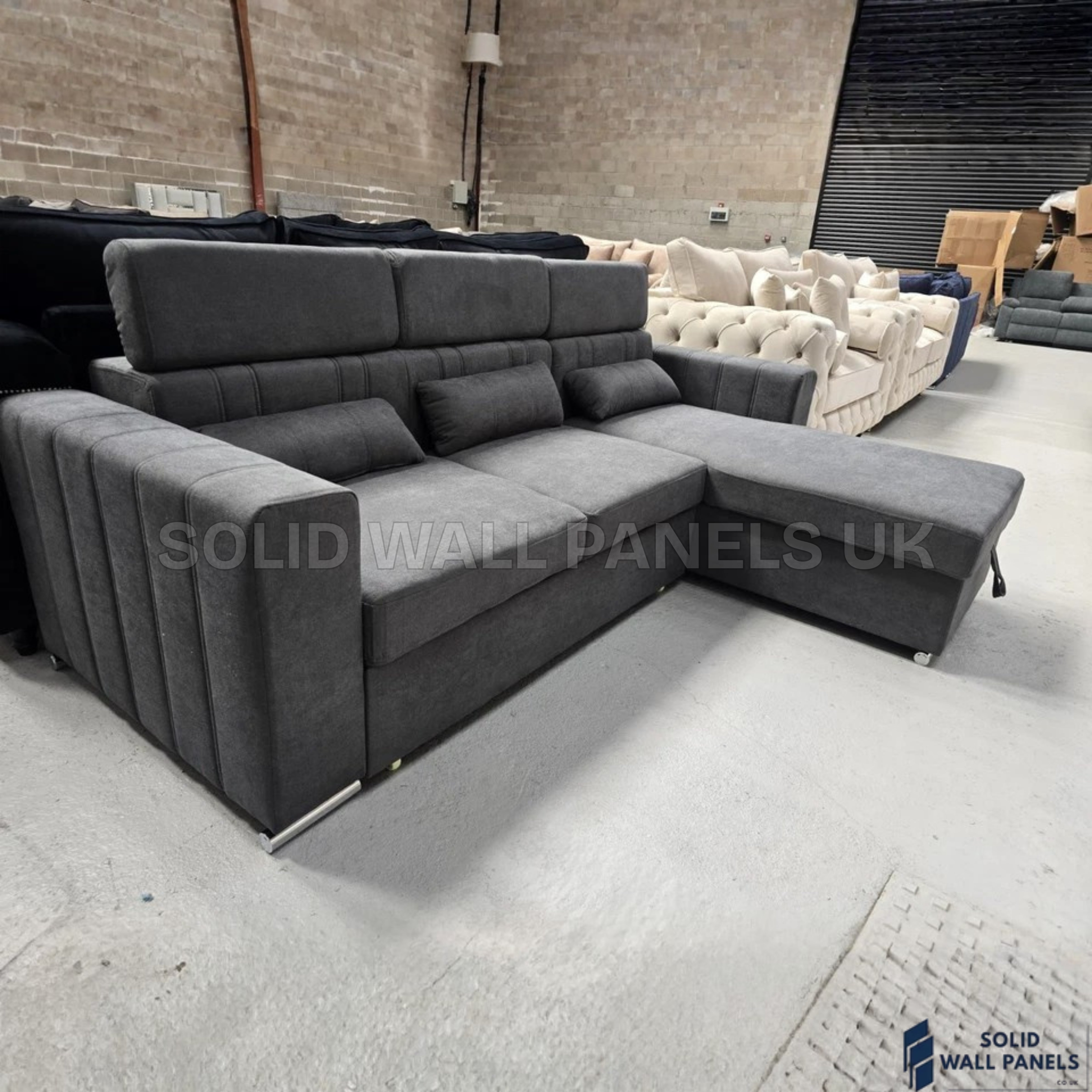 Luca Grey Corner Sofa Bed with Storage – Universal L Shape Sofa Bed UK