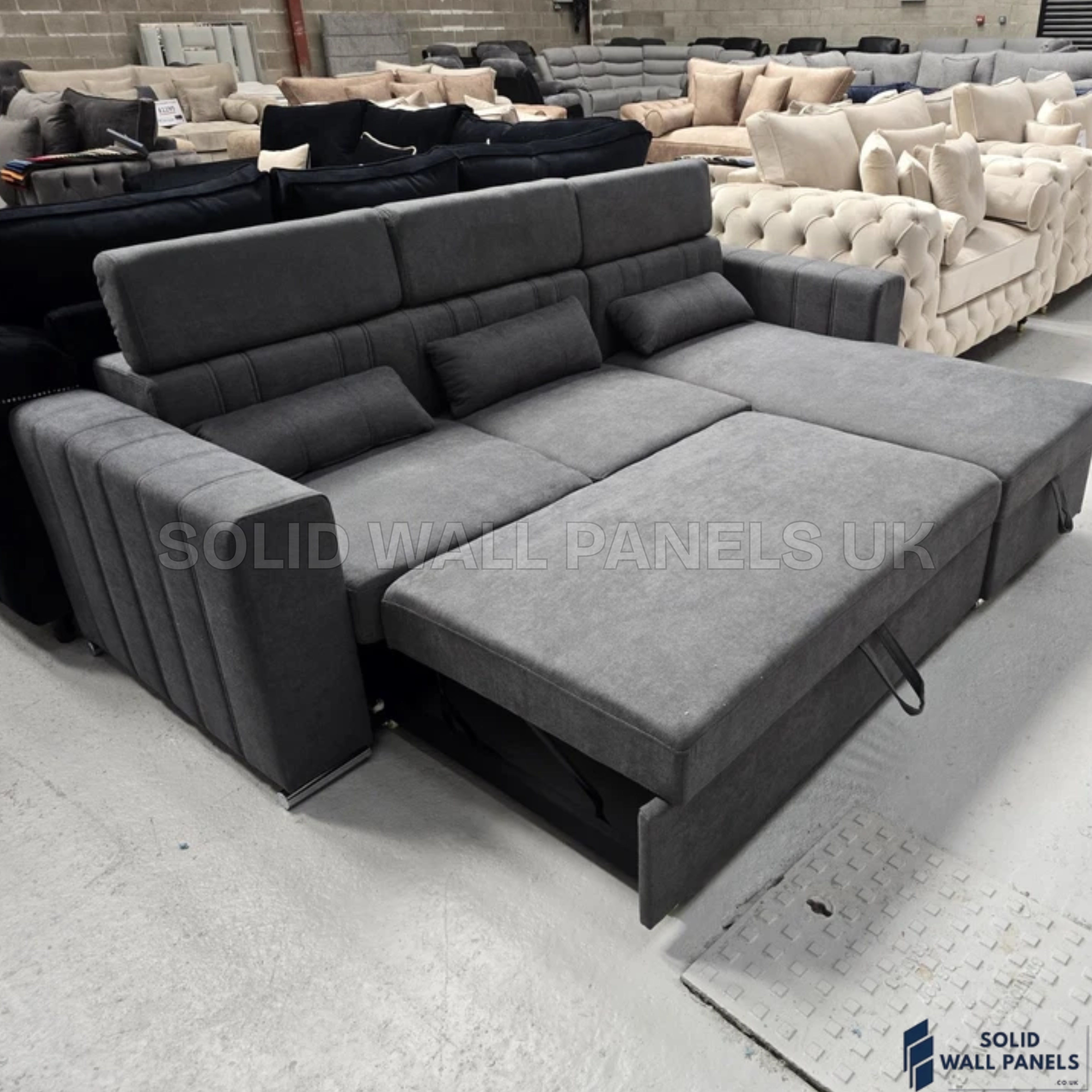 Luca Grey Corner Sofa Bed with Storage – Universal L Shape Sofa Bed UK
