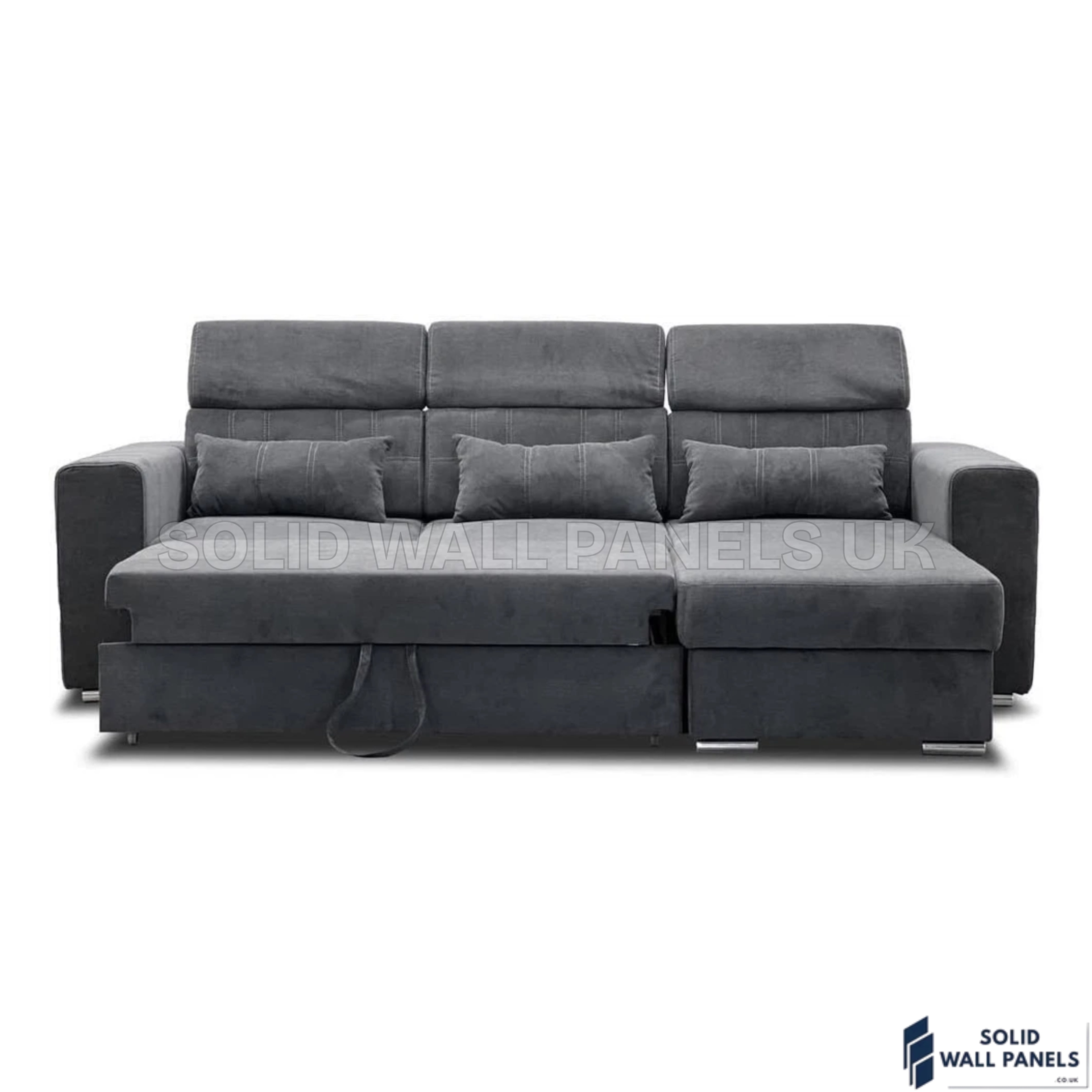 Luca Grey Corner Sofa Bed with Storage – Universal L Shape Sofa Bed UK