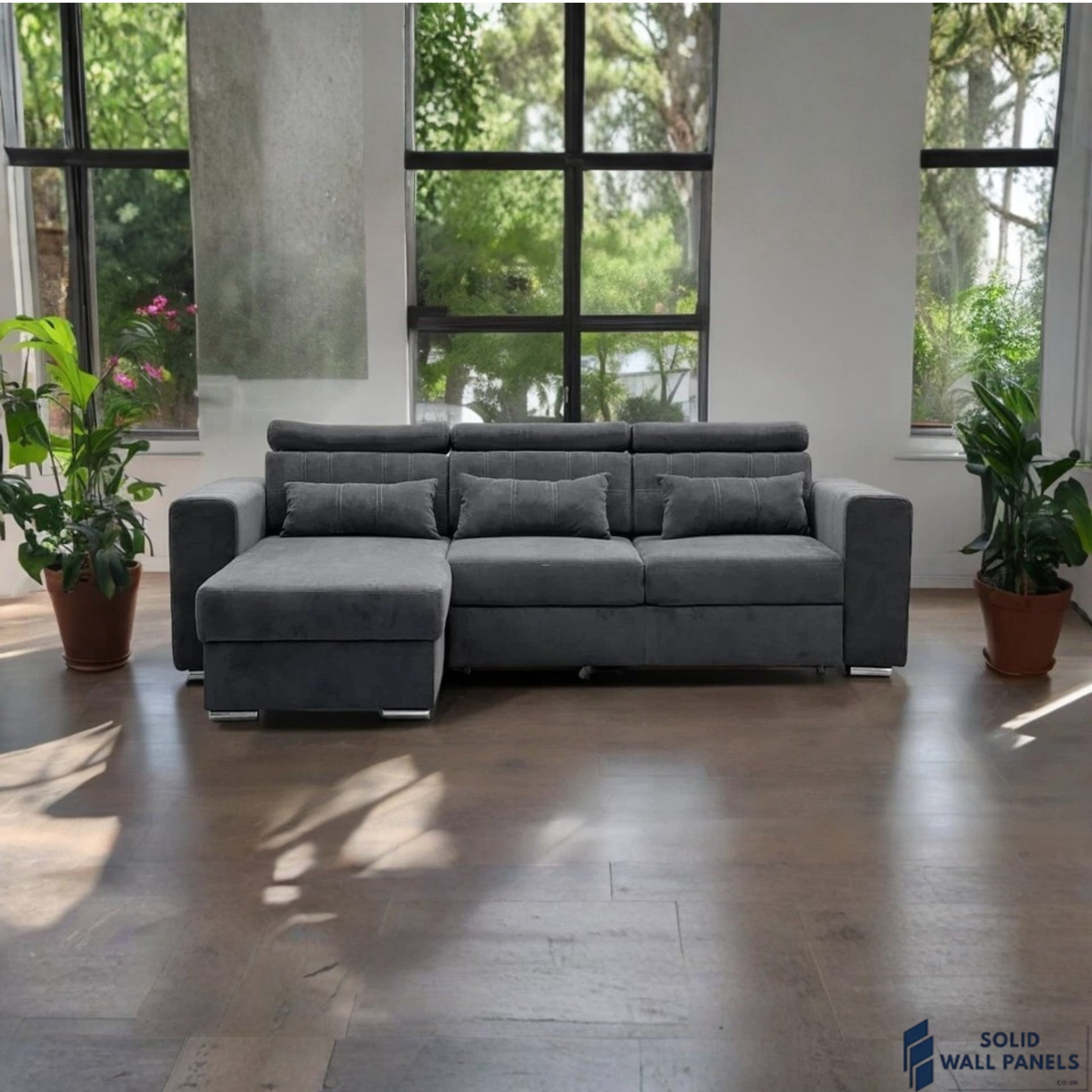 Luca Grey Corner Sofa Bed with Storage – Universal L Shape Sofa Bed UK