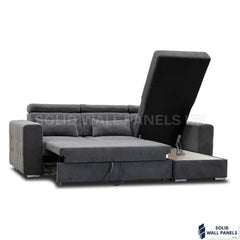 Luca Grey Corner Sofa Bed with Storage – Universal L Shape Sofa Bed UK