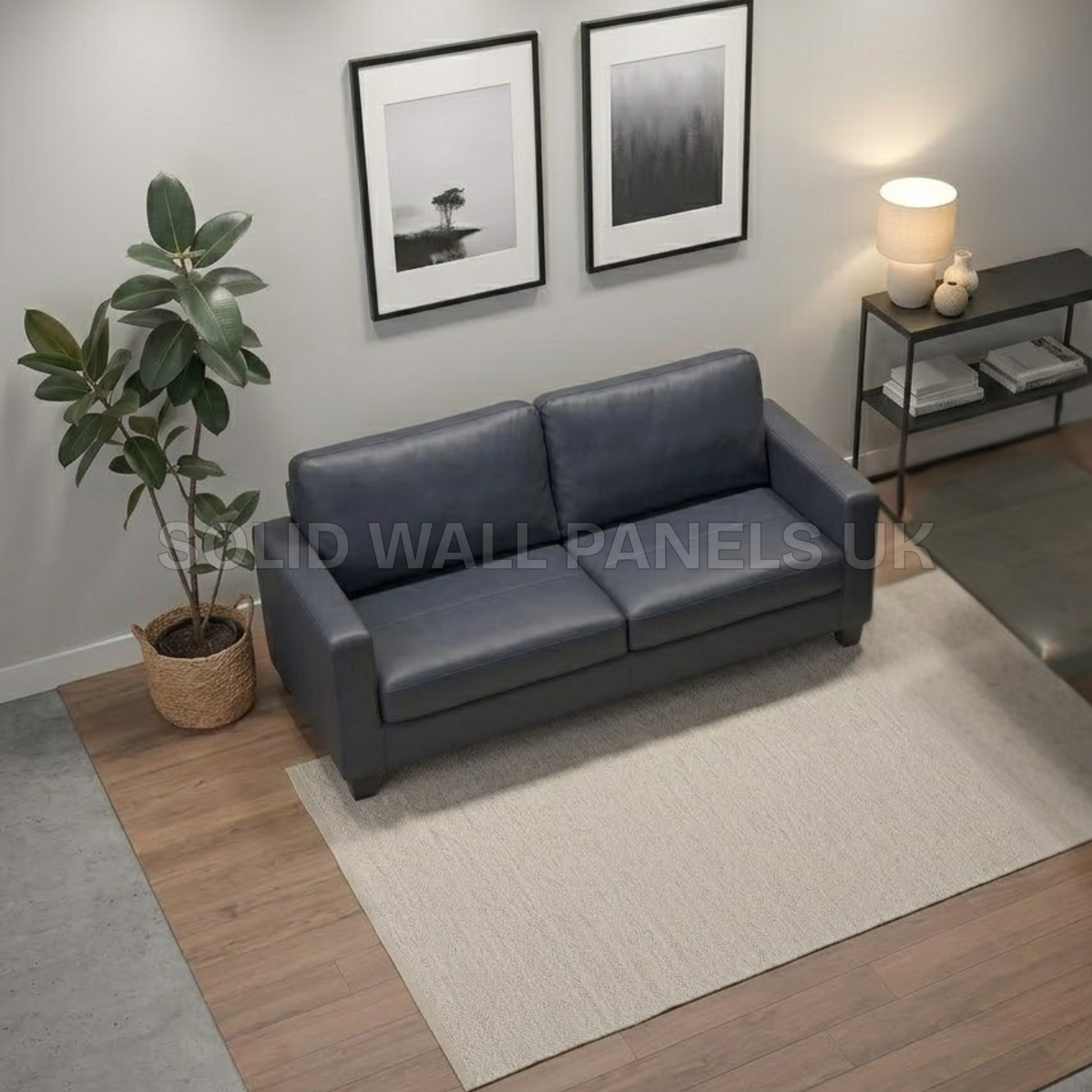 Lucy Black PU Sofa Set – 3+2 Compact Leather Look Sofa | Space Saving Design